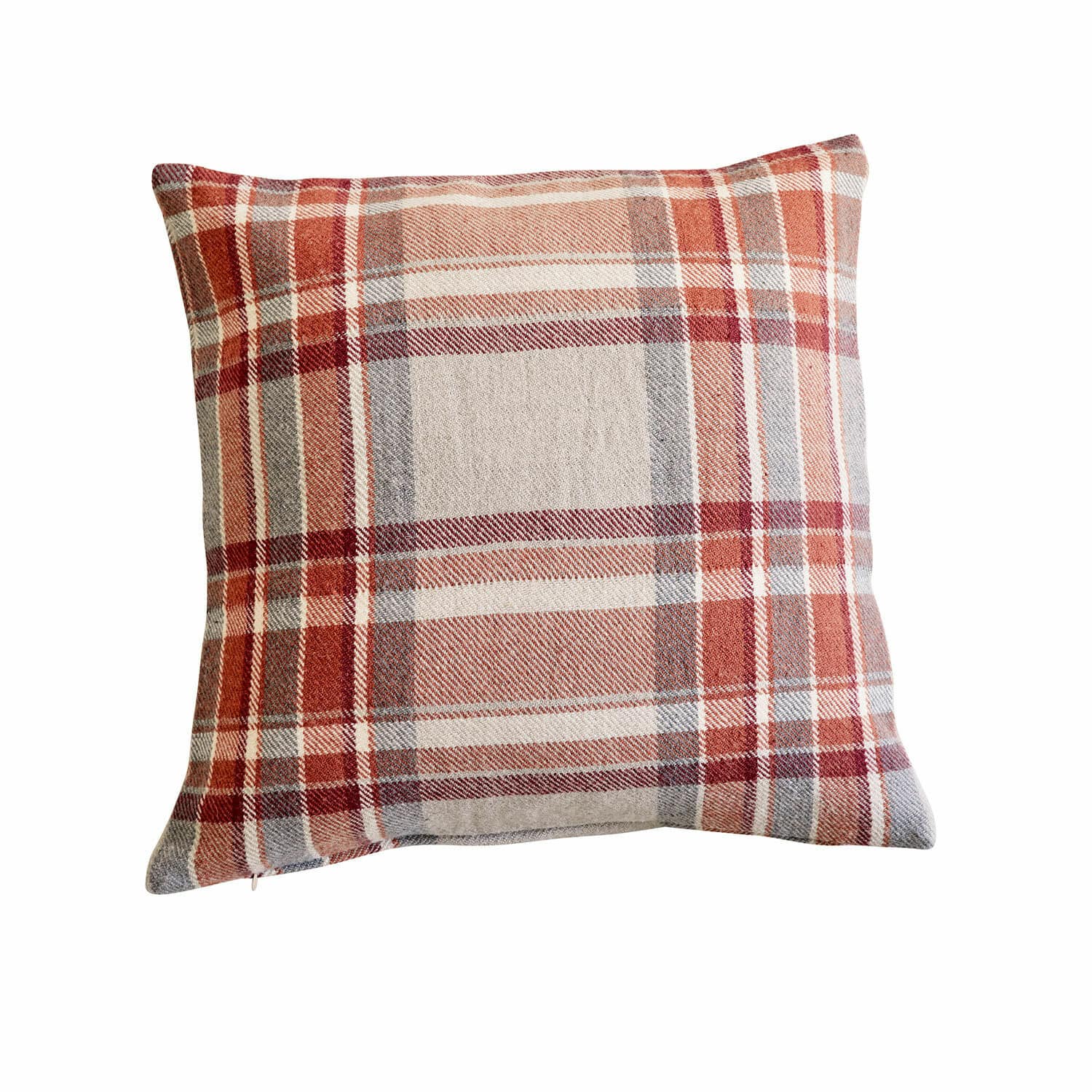 Kissenhülle Tartan Dekoratives Kissen mit kariertem Muster in Rot- und Grautönen aus weichem Stoff
