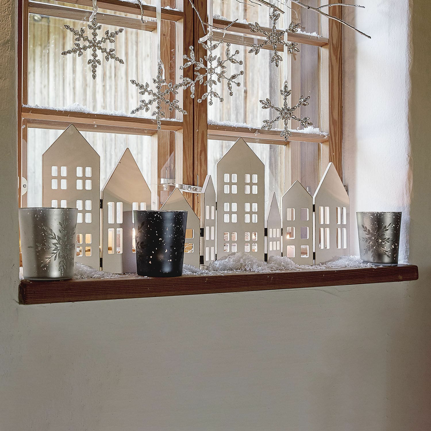 Windlicht 3er Set Snowflakes