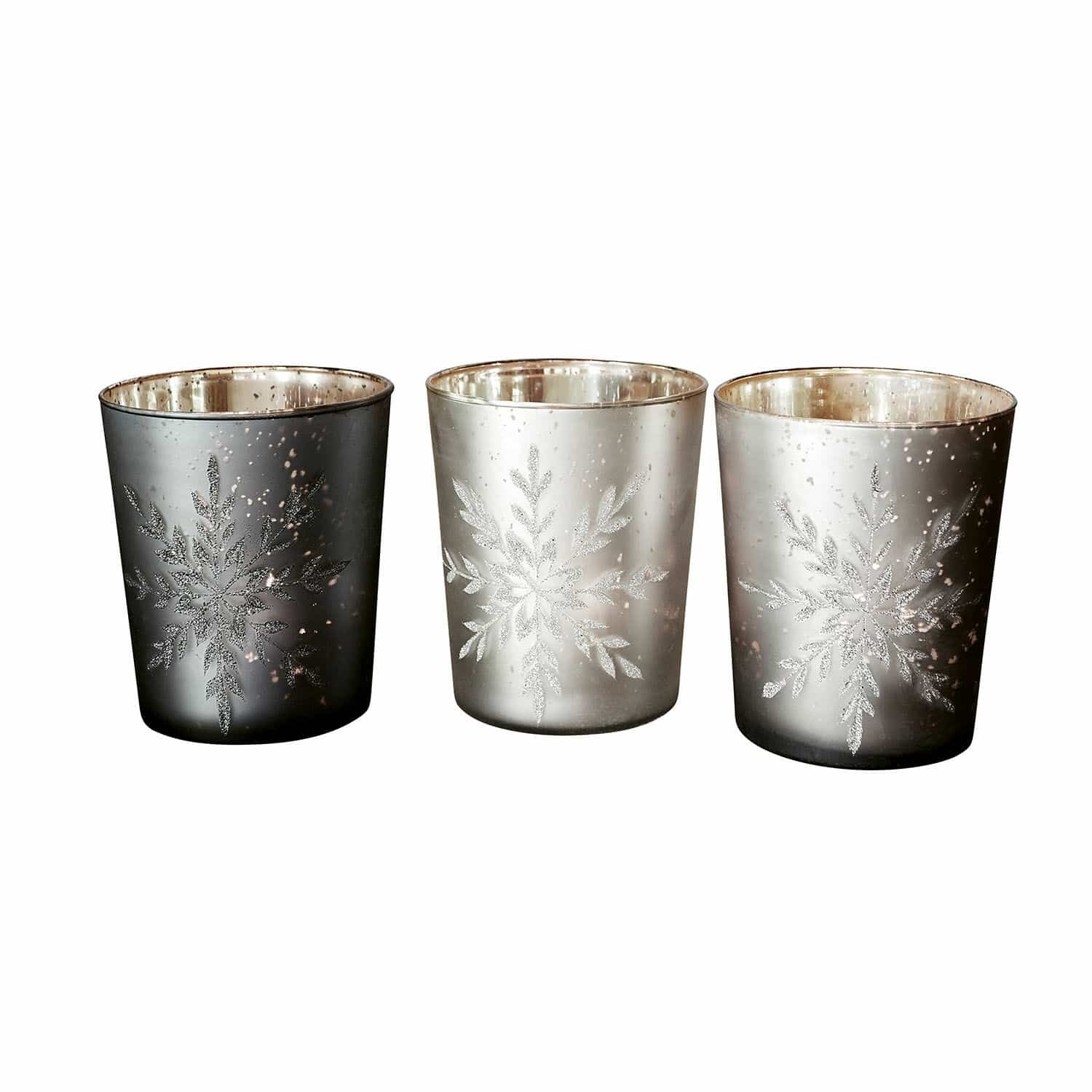 Windlicht 3er Set Snowflakes