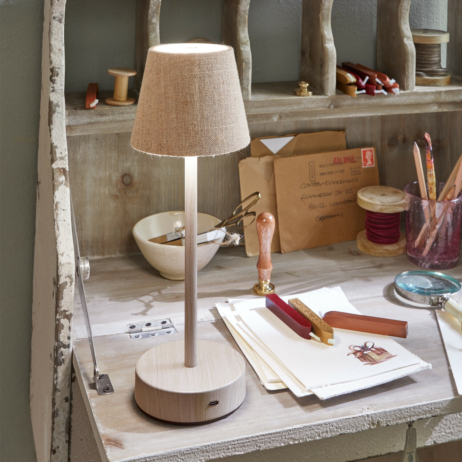 Wiederaufladbare Tischlampe Sylvainie | creme