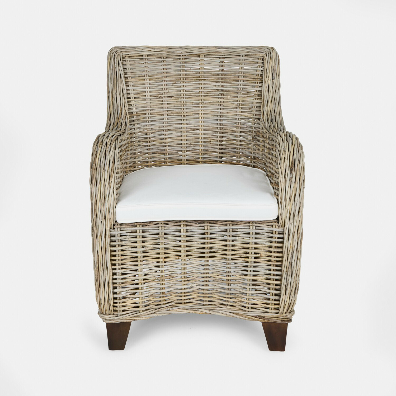 Stuhl Penrosse Wikinger-Sessel in Naturfarbe mit weißem Sitzkissen, ideal für Wohnzimmer und Garten