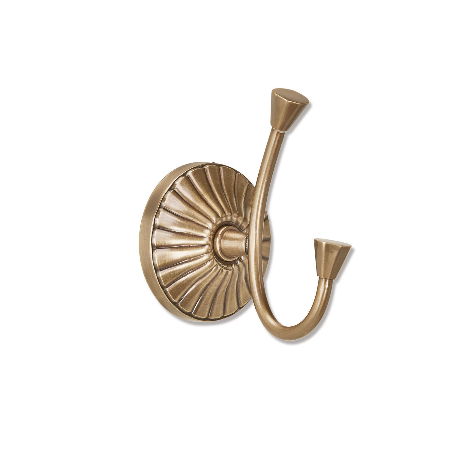 Haken Terling Wandhaken aus Messing mit zwei Haken und dekorativer runder Basis im Vintage-Stil