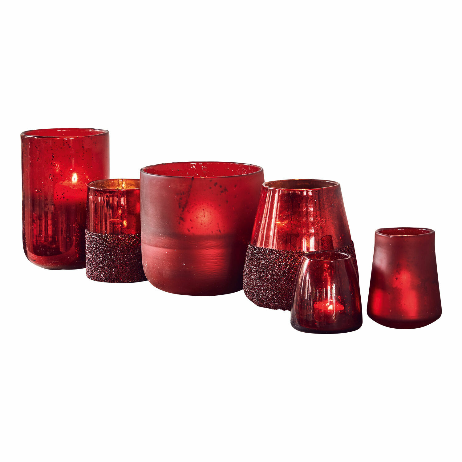 rot 6-teiliges Set roter Glas-Windlichter Paro für stimmungsvolle Beleuchtung und Dekoration