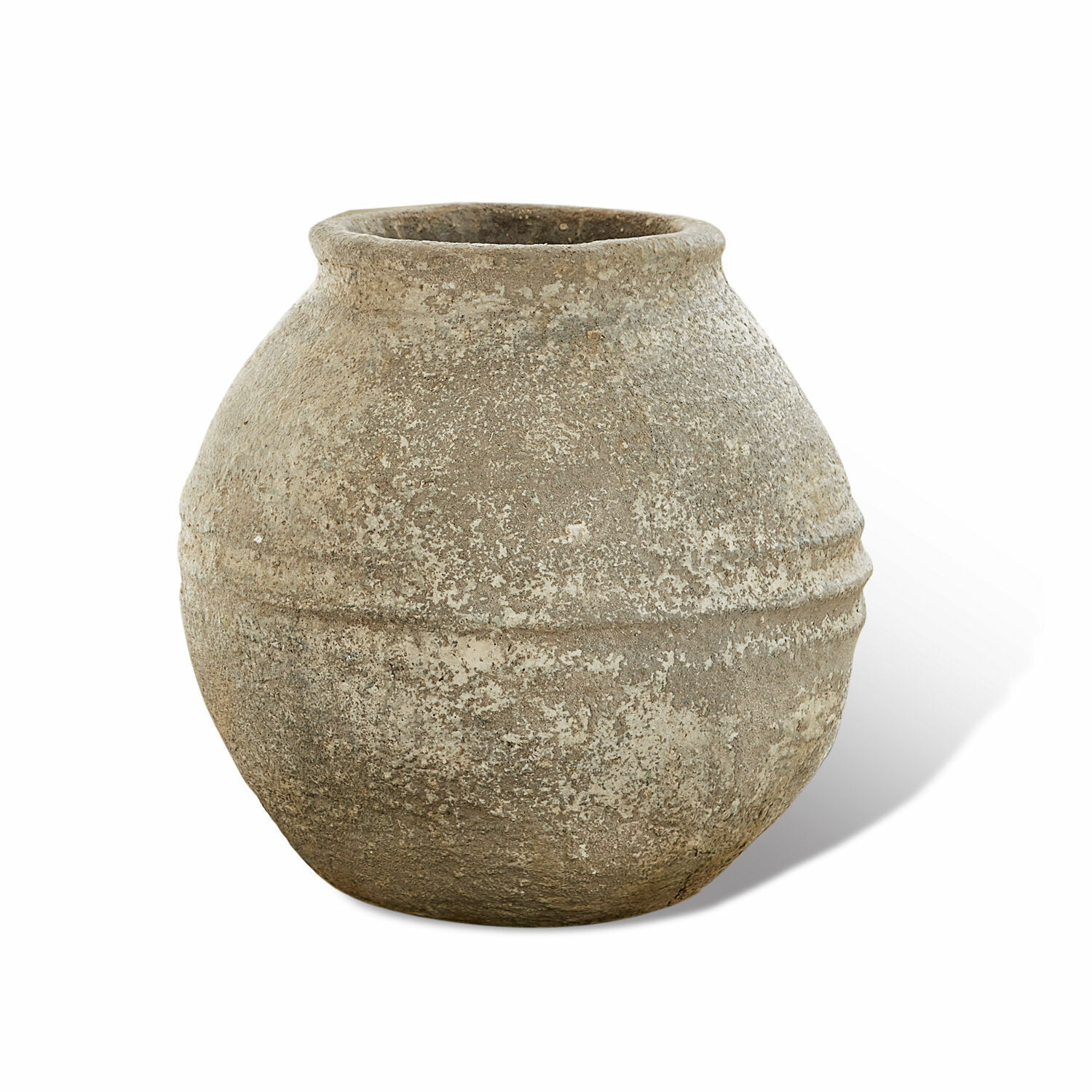 Deko-Vase Singnesse Runder Vase aus roher grauer Keramik mit rustikalem Look für Wohnraumdeko