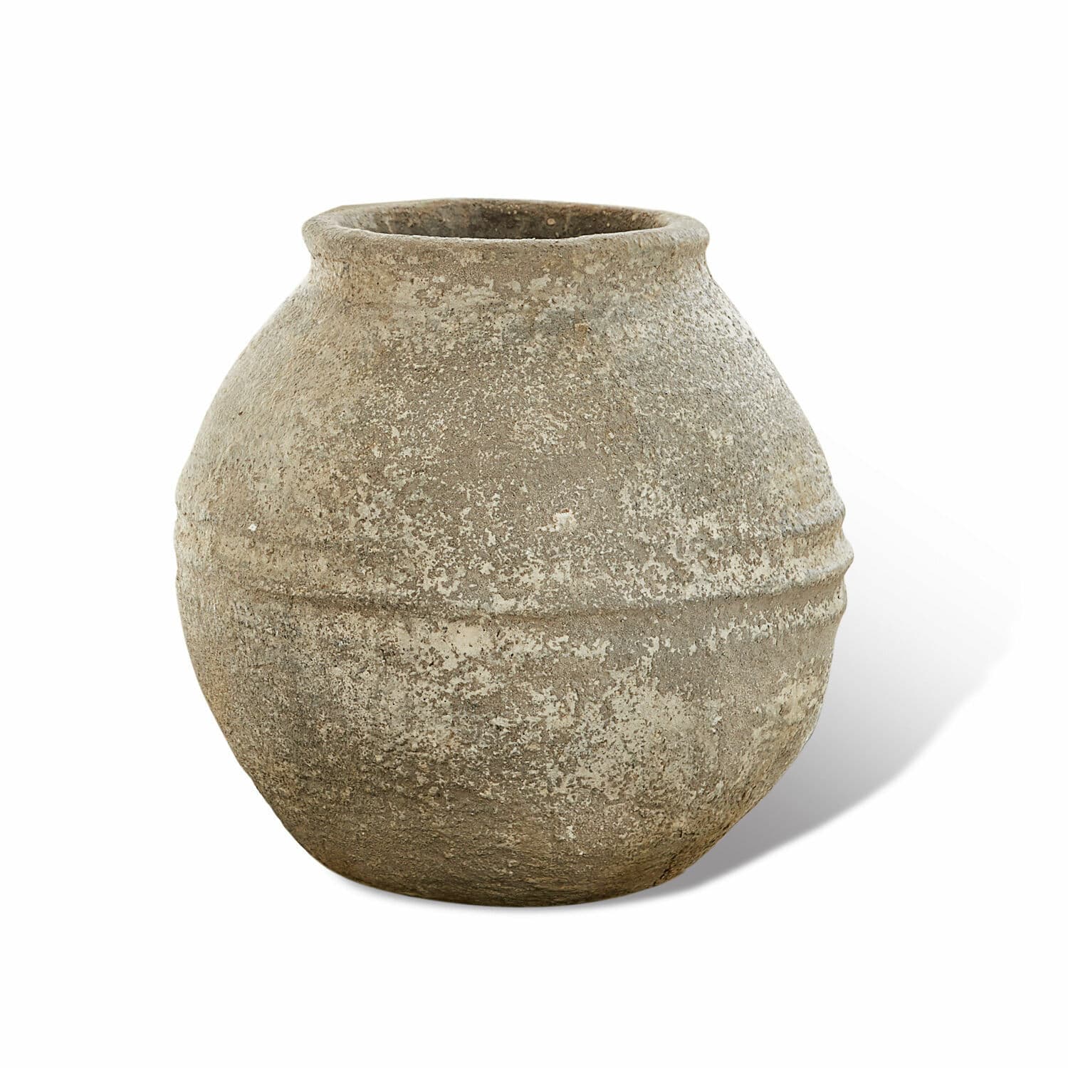 Deko-Vase Singnesse Runder Vase aus roher grauer Keramik mit rustikalem Look für Wohnraumdeko