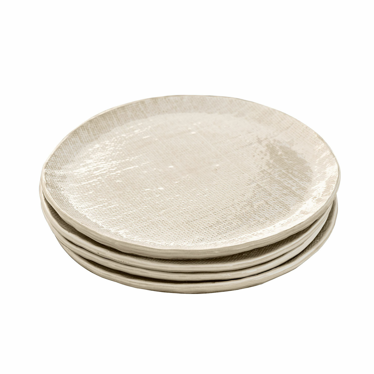 Dessertteller 4er Set Luganville Set aus vier cremefarbenen, strukturierten Keramiktellern, ideal für den täglichen Gebrauch