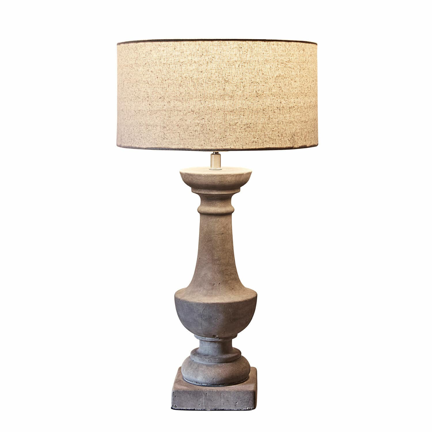 Tischlampe Tifaine Tischlampe aus grauem Beton mit beigem Lampenschirm, moderner Wohnraumbeleuchtung