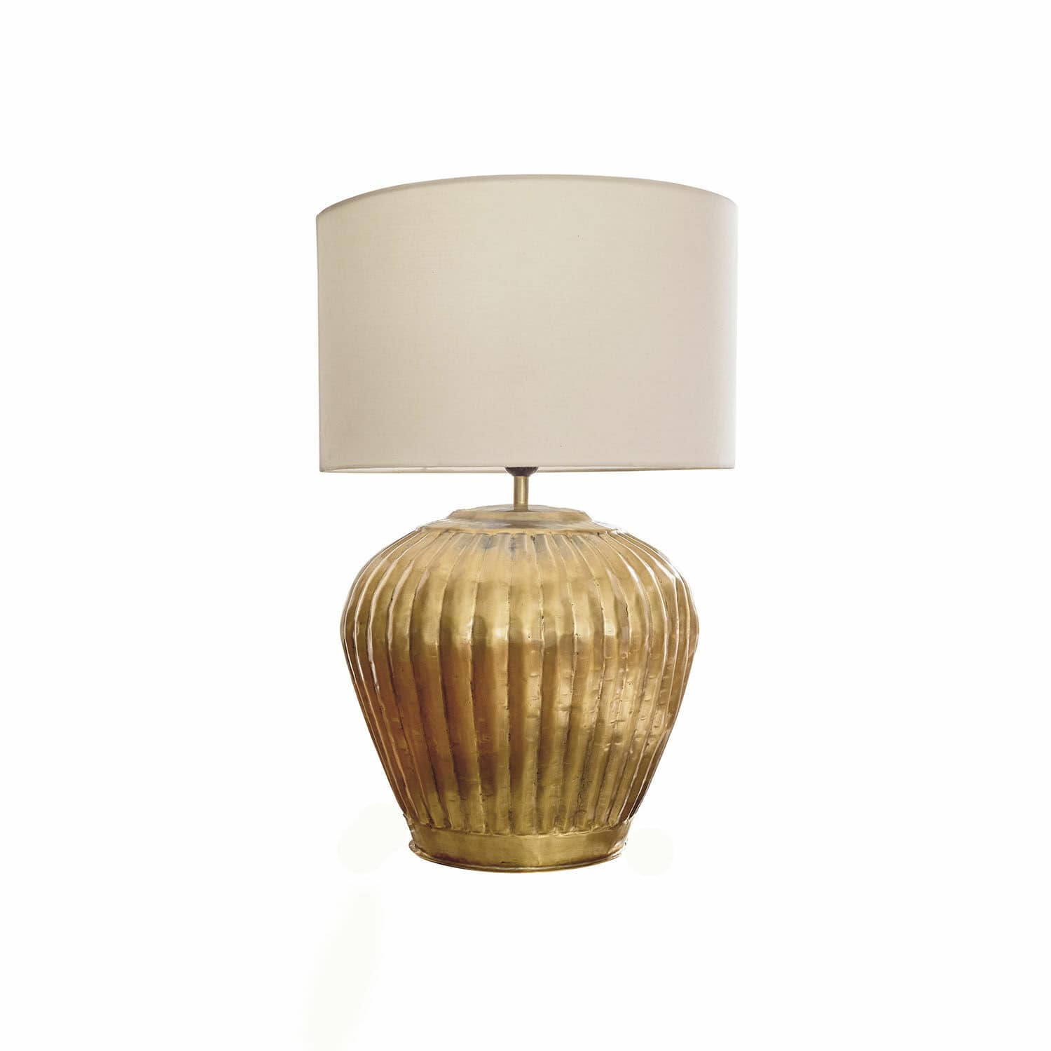 Tischlampe Fauville Tischlampe aus Messing mit cremefarbenem Lampenschirm, dekorative Lampe für Wohnzimmer oder Schlafzimmer