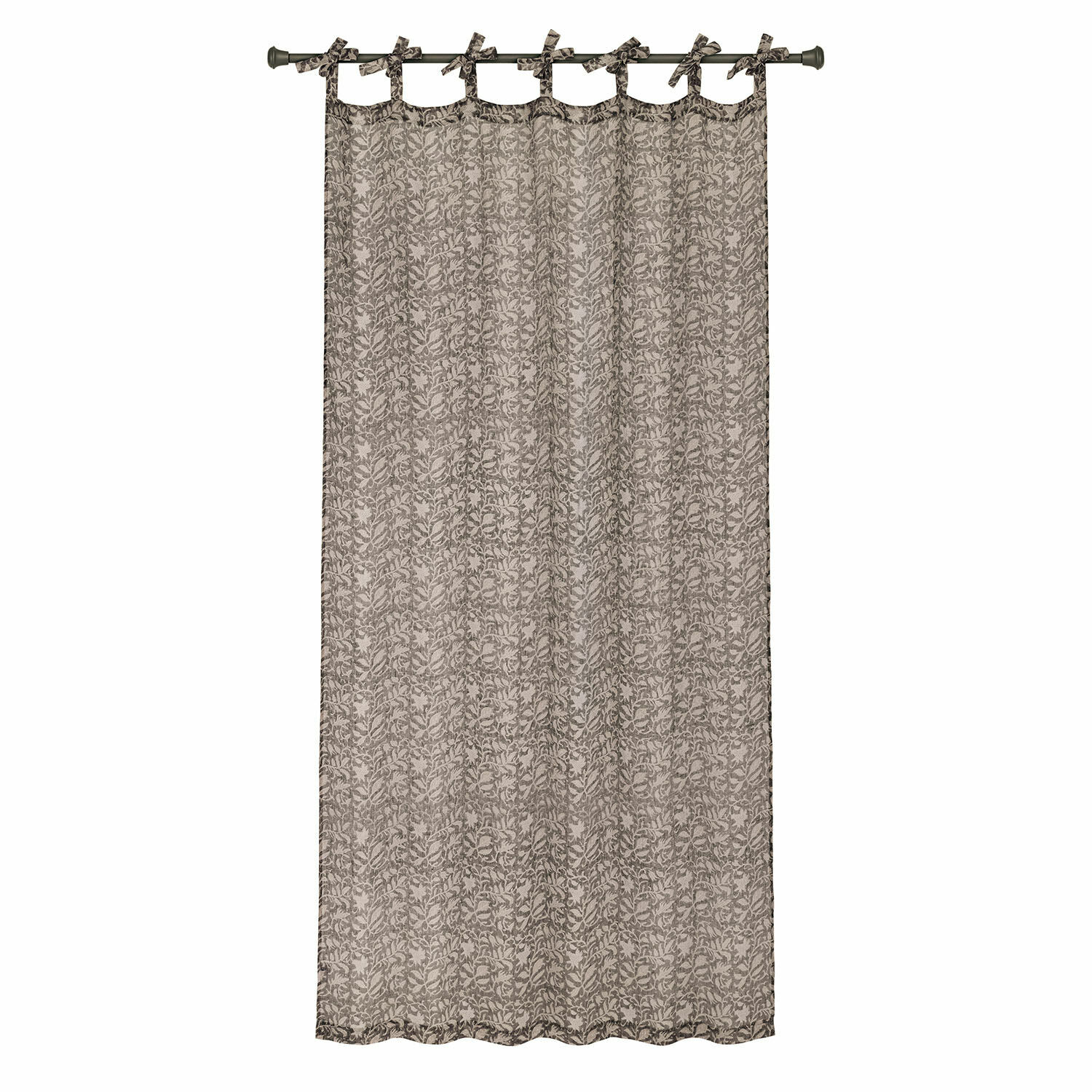 Gardine Ziradayn Dekorativer Baumwollvorhang in Beige mit braunem Blattmuster, stilvoller Sichtschutz fürs Wohnzimmer