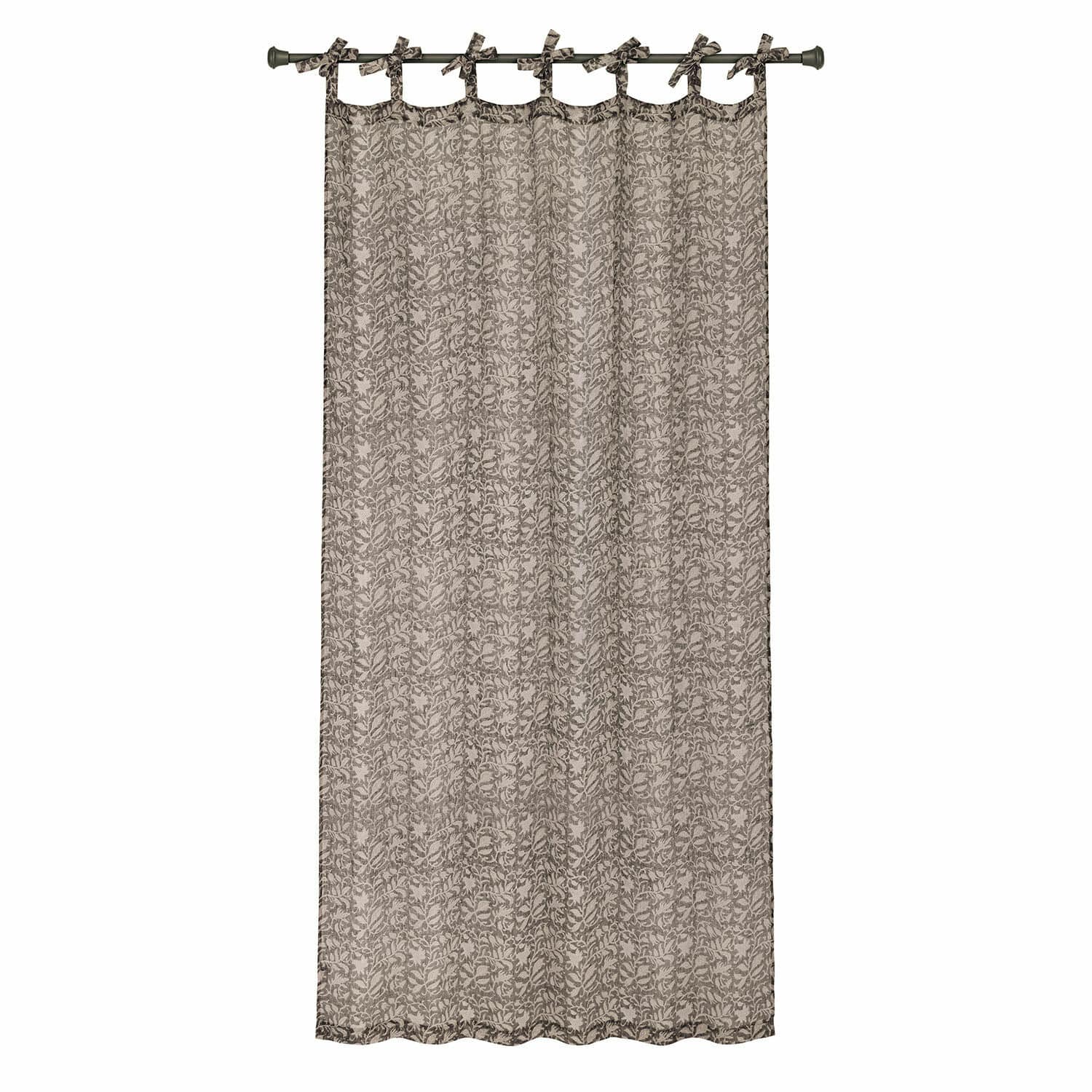 Gardine Ziradayn Dekorativer Baumwollvorhang in Beige mit braunem Blattmuster, stilvoller Sichtschutz fürs Wohnzimmer