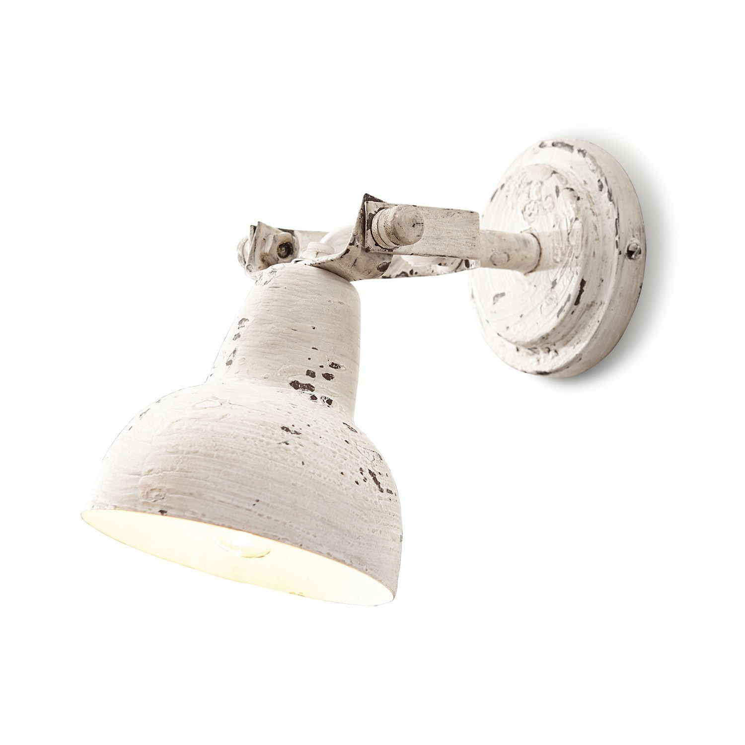 Wandlampe Rieke Metall-Wandleuchte im Vintage-Stil in weißem Used-Look für Wandbeleuchtung