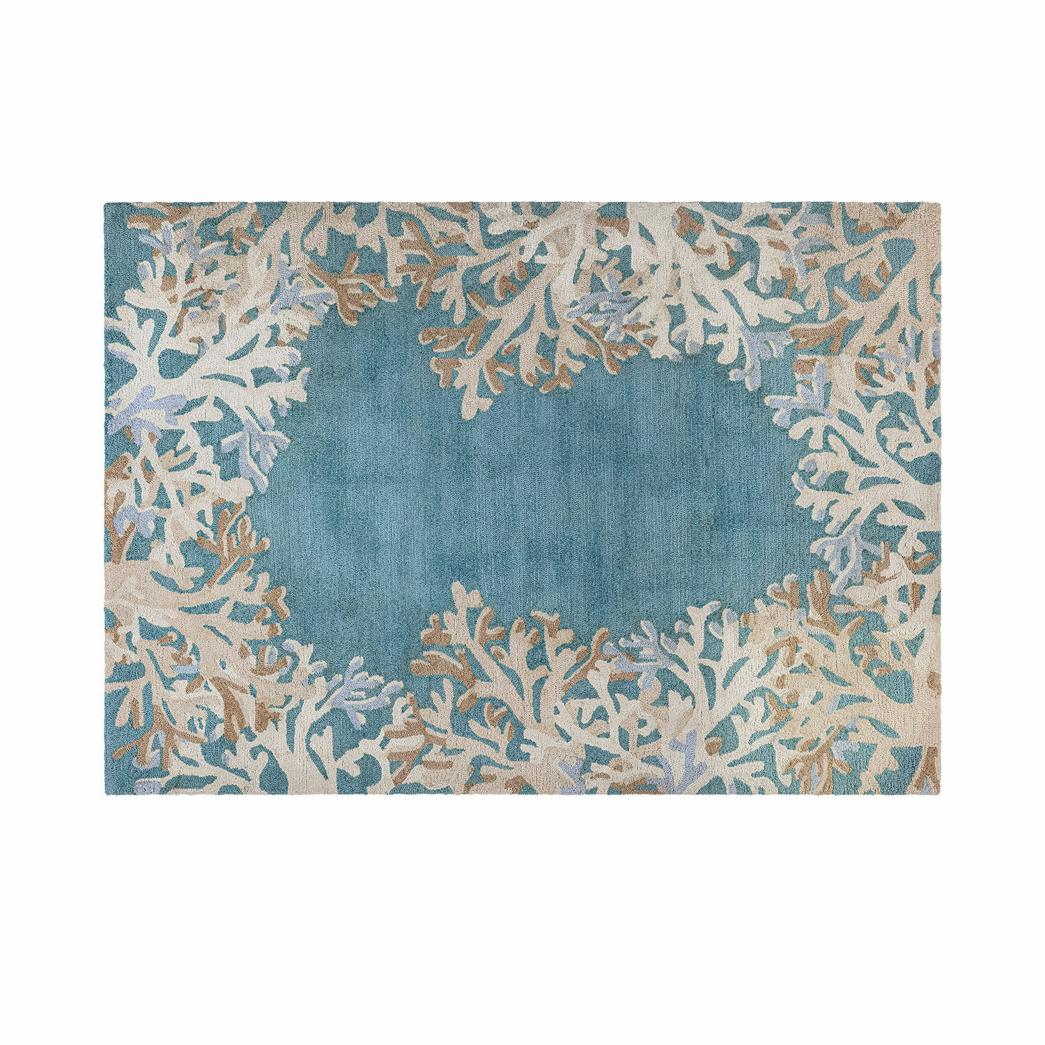 In- & Outdoorteppich Dorlancourt Teppich mit Korallenmuster in Beige und Blau, weiches Material, stilvolle Wohnraumdeko