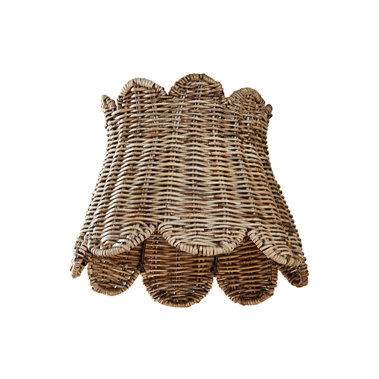 Natürlicher Lampenschirm aus geflochtener Weide mit wellenförmigem Rand, dekoratives Leuchtmittel