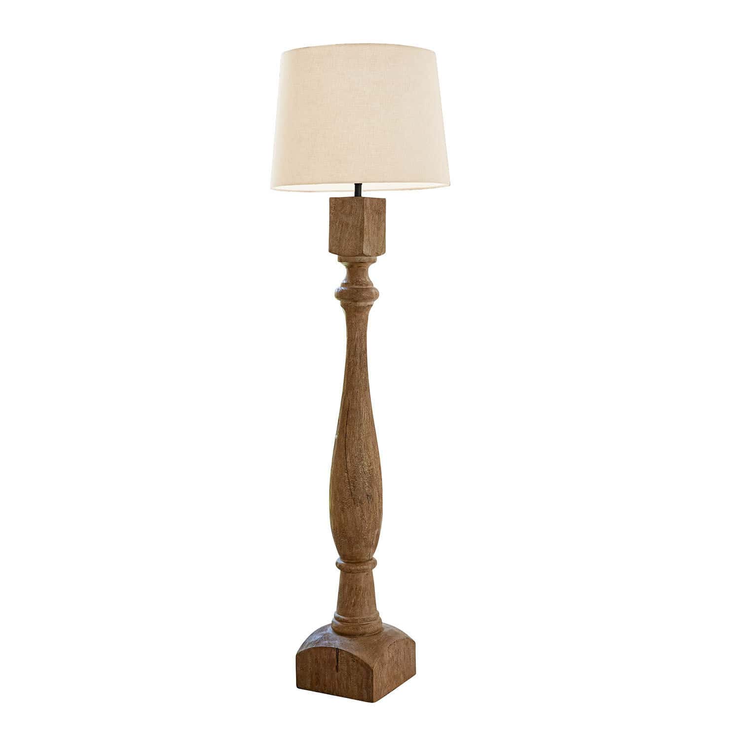 Stehlampe Fernisto Stehlampe aus Holz mit beigem Lampenschirm, passend für Wohnzimmer oder Schlafzimmer