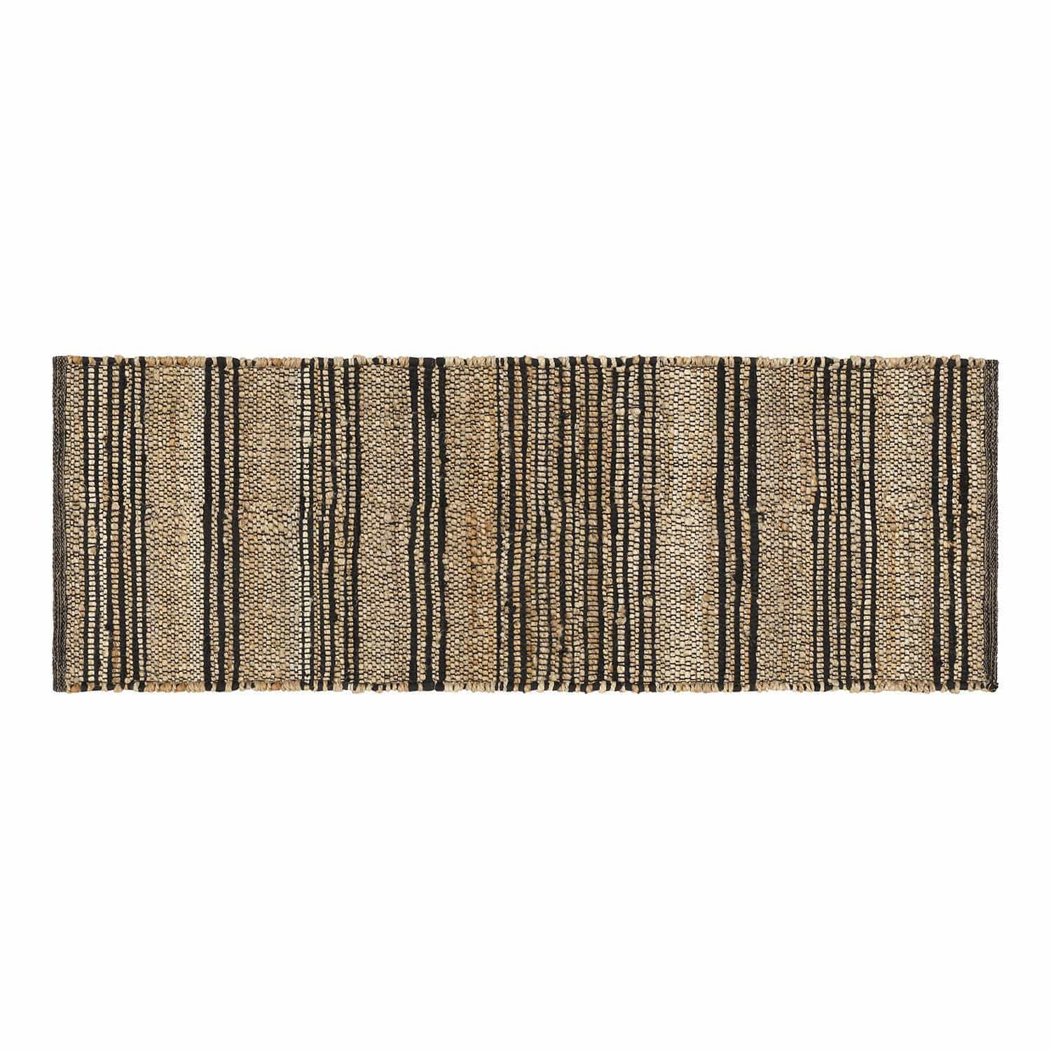 Läufer Lantenot Natürlicher Jute-Teppich mit beige-schwarzen Streifen, langlebiges und stilvolles Wohnaccessoire