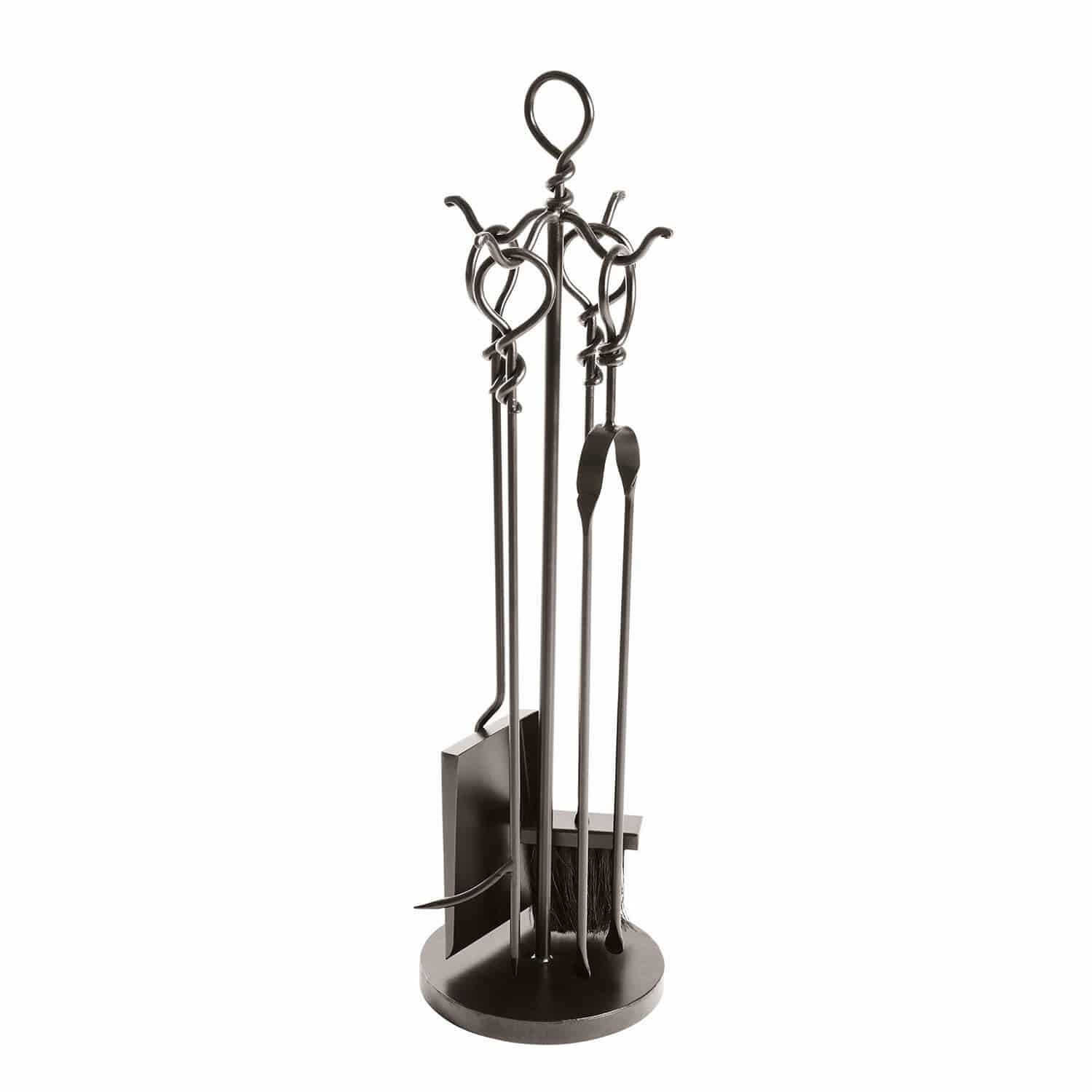 Kaminbesteck Tetbury Schwarzes Kaminbesteck aus Stahl mit Besen und Schaufel zum Reinigen des Kamins