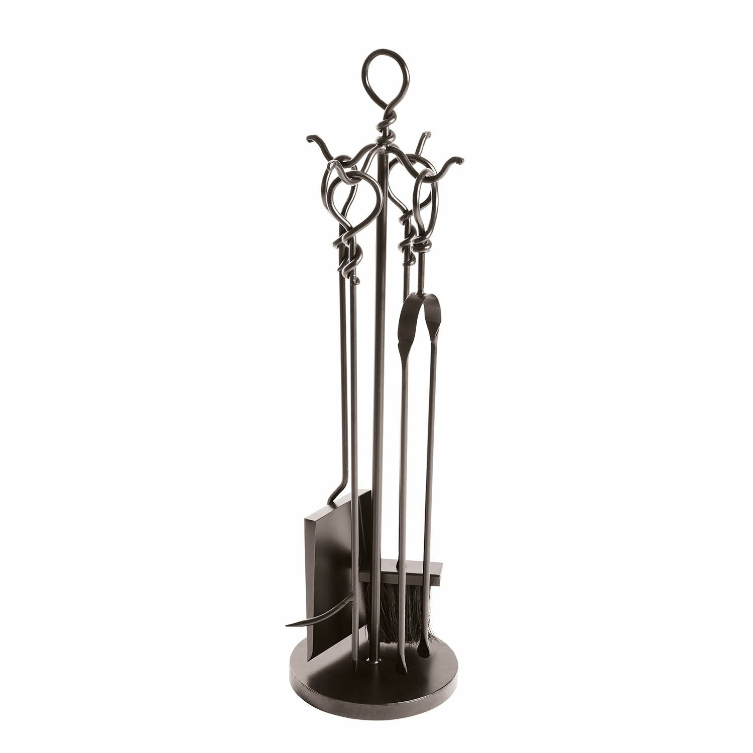 Kaminbesteck Tetbury Schwarzes Kaminbesteck aus Stahl mit Besen und Schaufel zum Reinigen des Kamins