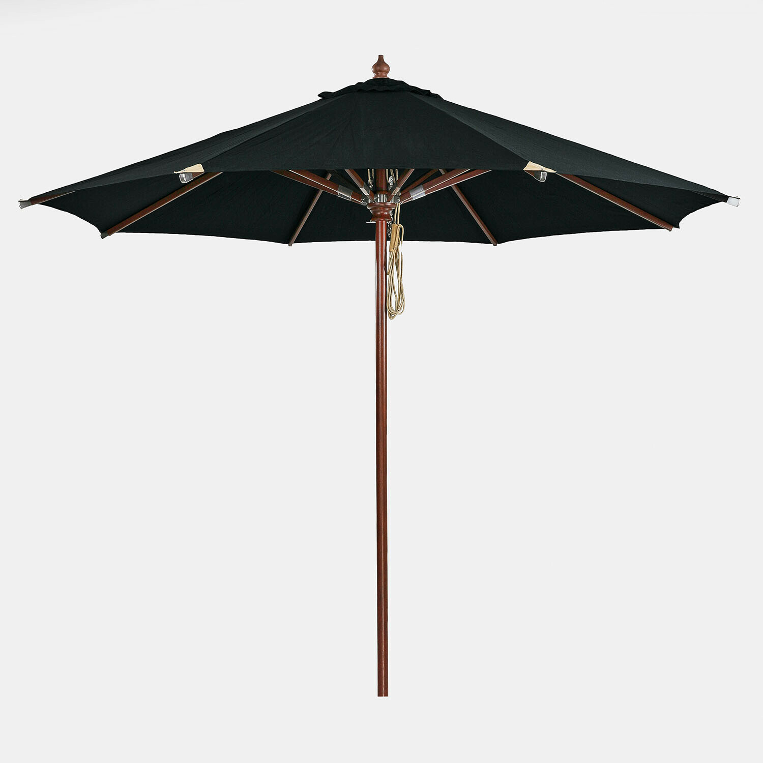 schwarz Schwarzer Gartenschirm Brent mit Holzstiel, idealer Sonnenschutz für Terrasse und Garten