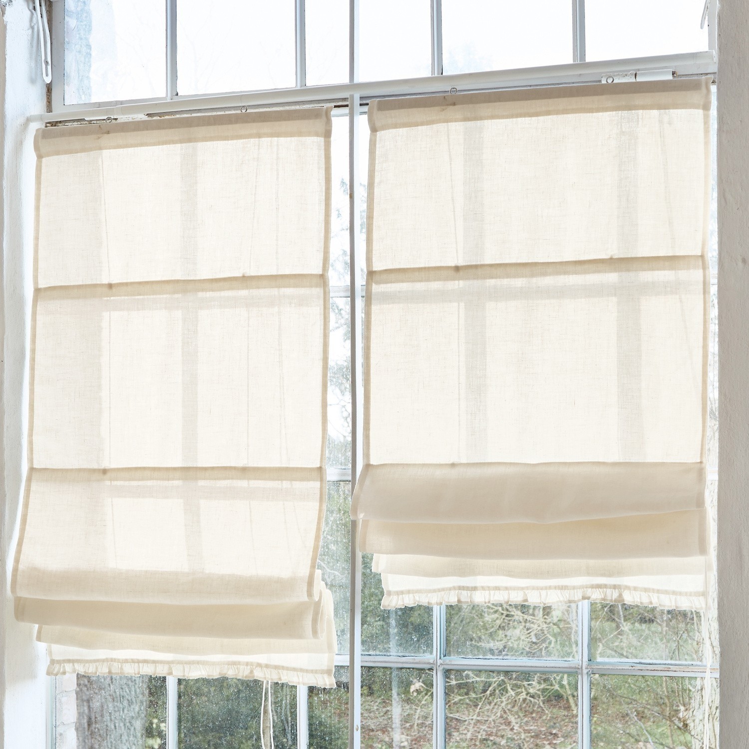 Faltrollo Dercy Beige römische Rollos aus leichtem Leinen am Fenster, Innenraumdekoration und Sonnenschutz