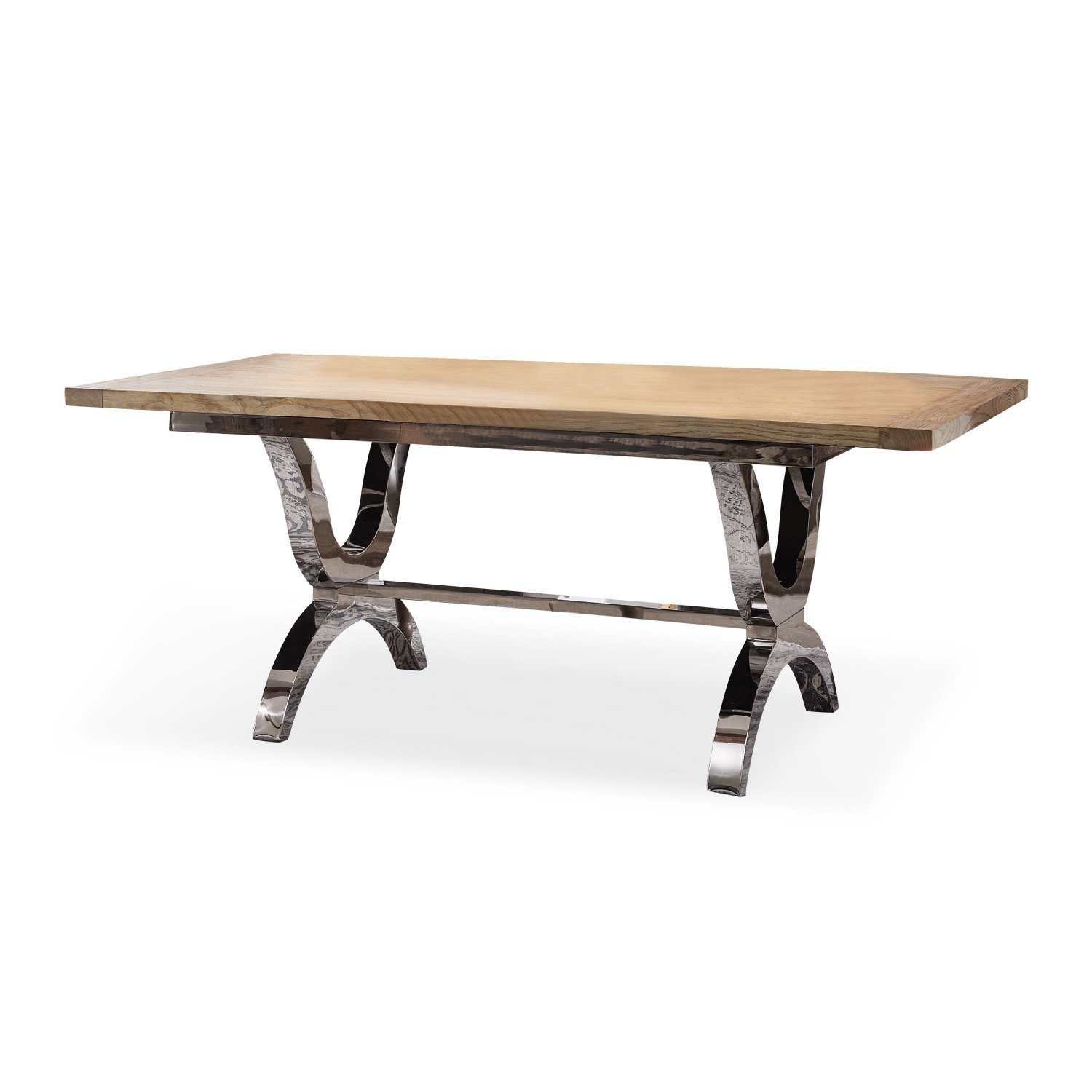 Tisch Grover Esstisch aus hellem Holz mit glänzenden Metallbeinen im modernen Design für Esszimmer