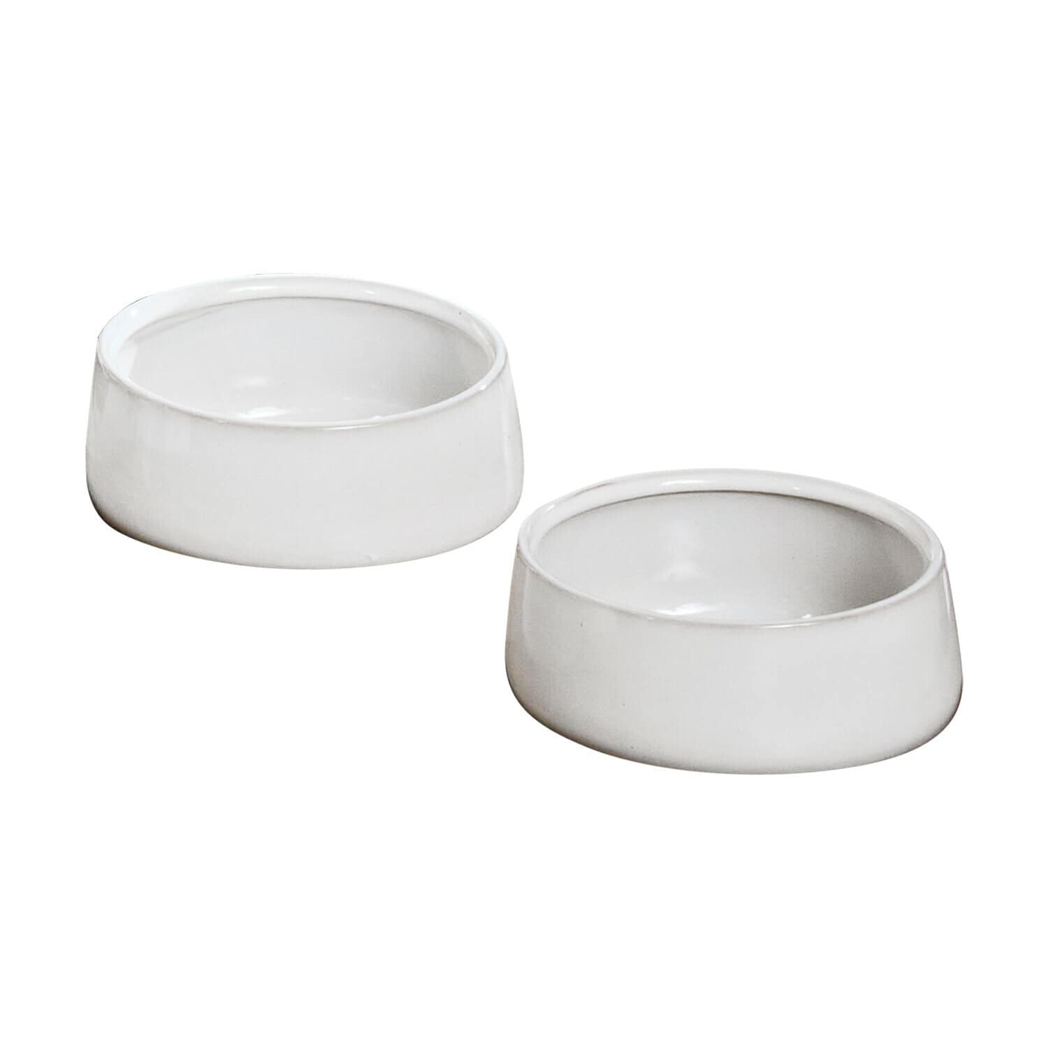 Futternapf 2er Set Felluna Set aus zwei weißen Keramiknäpfen mit schlichtem Design, ideal für Tierfutter