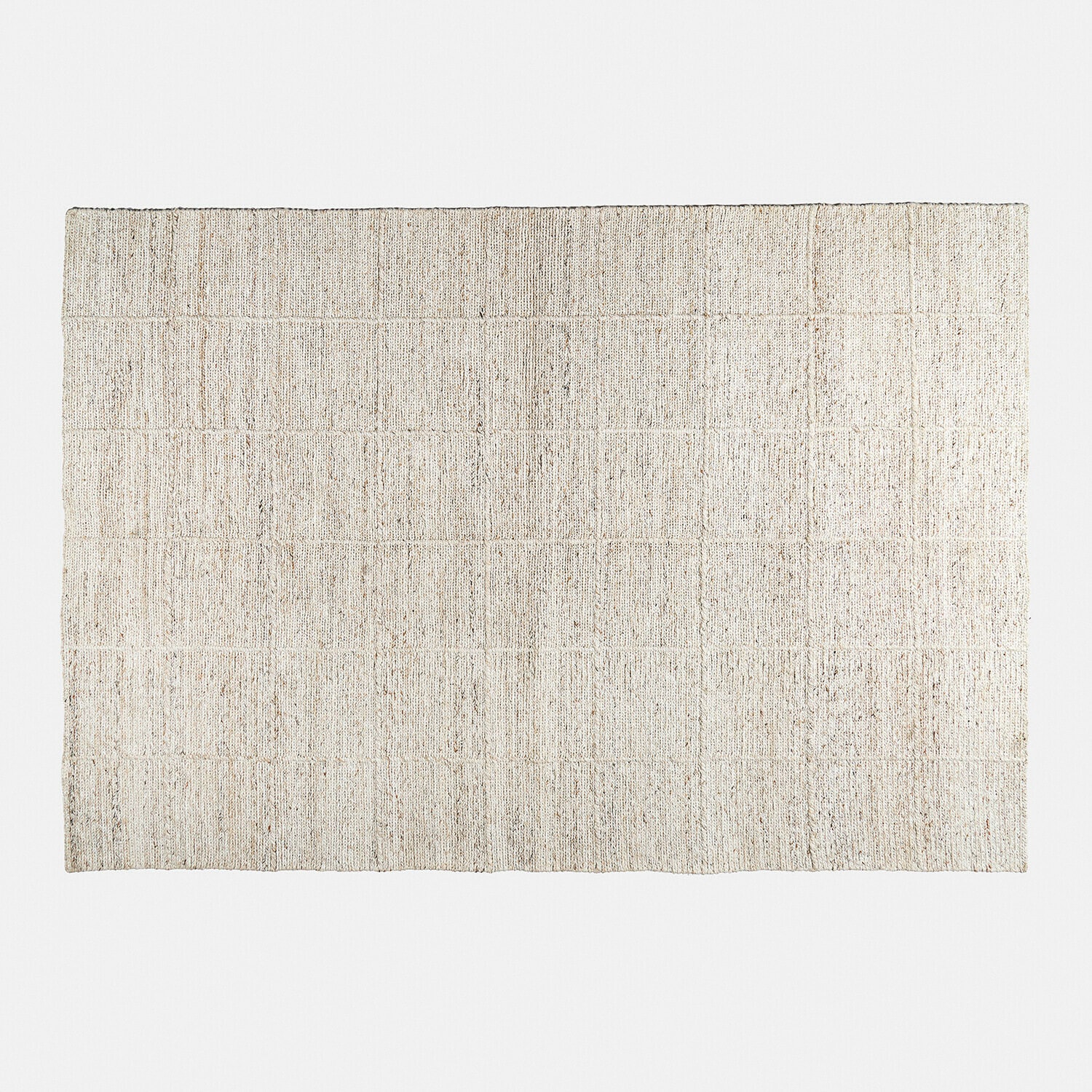 In- & Outdoor-Teppich Gravière Beigefarbener Teppich aus Naturmaterial mit feinem geometrischem Muster für Wohnzimmer