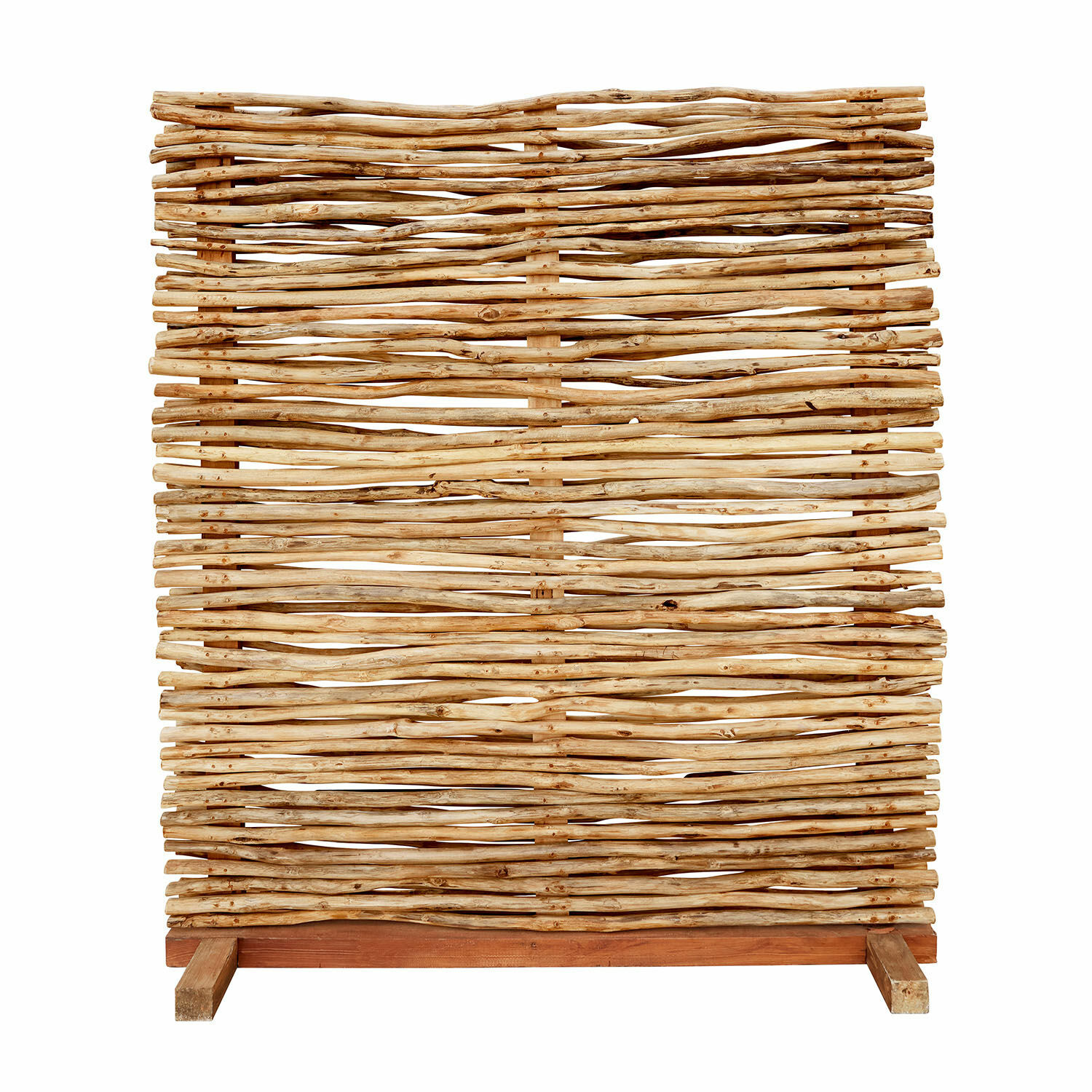 Paravent Cantebonne aus braunem Naturholz, dekorativer Raumteiler für Innen- und Außenbereich