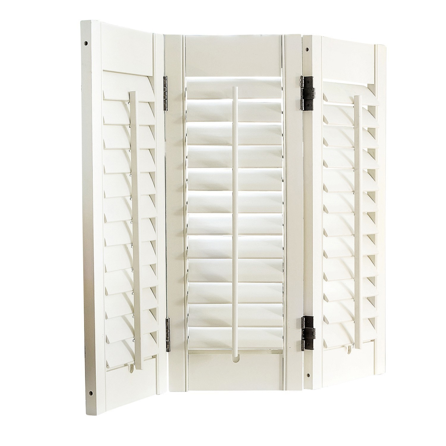 Shutter Ventura Dreiteilige weiße Holzjalousie mit verstellbaren Lamellen für Fensterdekoration
