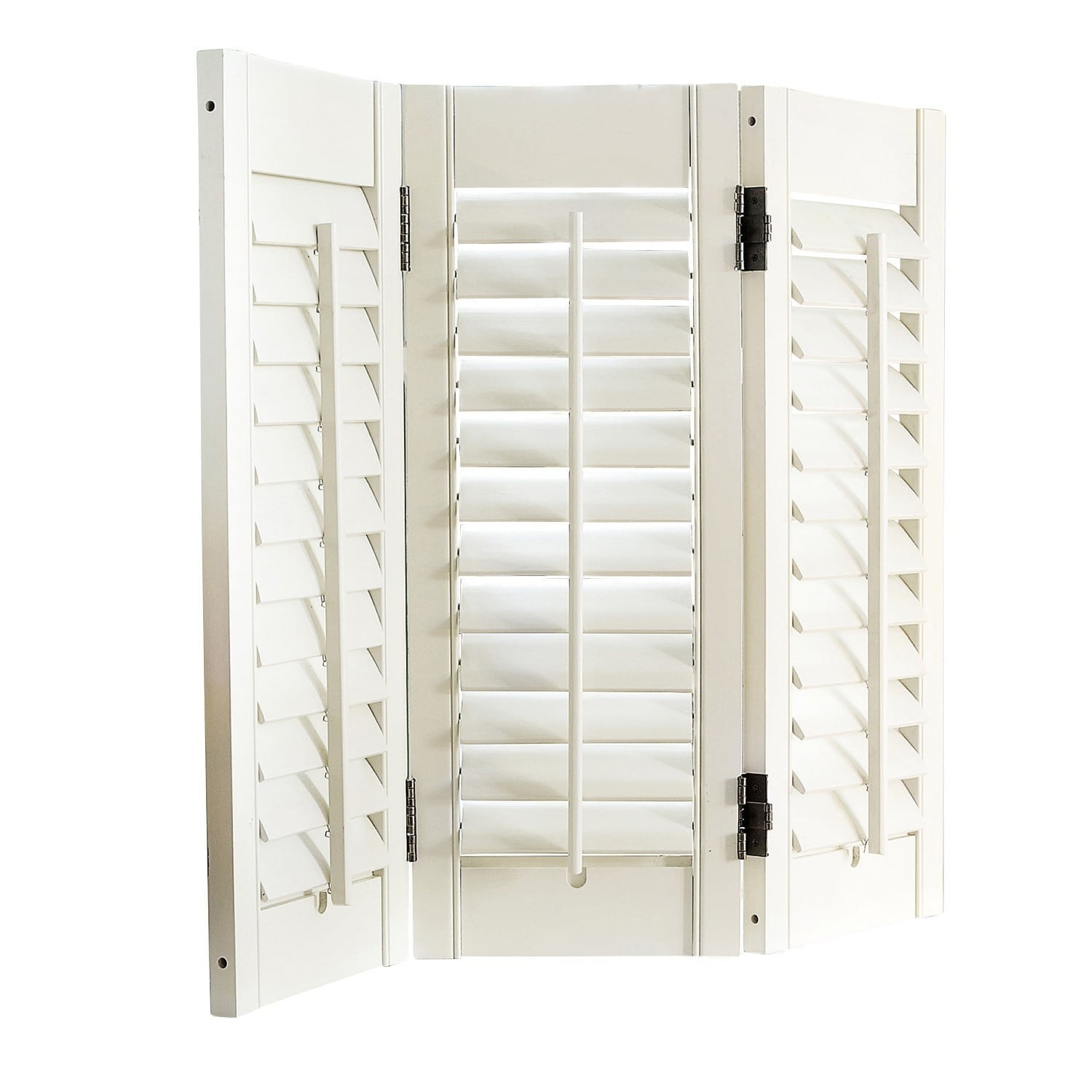 Shutter Ventura Dreiteilige weiße Holzjalousie mit verstellbaren Lamellen für Fensterdekoration