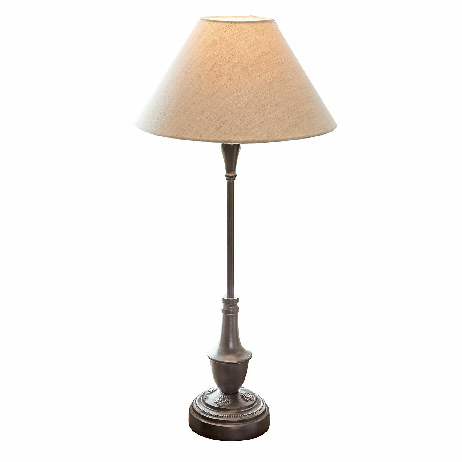 Tischlampe Barnwell Klassische Tischlampe mit Metallfuß und beigem Lampenschirm für Wohnzimmer
