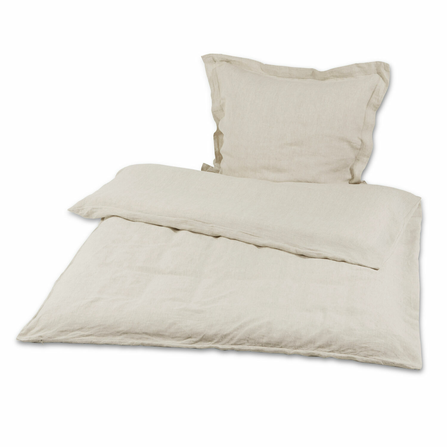 Bettwäsche Kilanema Beige Leinen-Bettwäsche mit Kissenbezug, weich und natürlich, hochwertige Bettwäsche aus Leinen