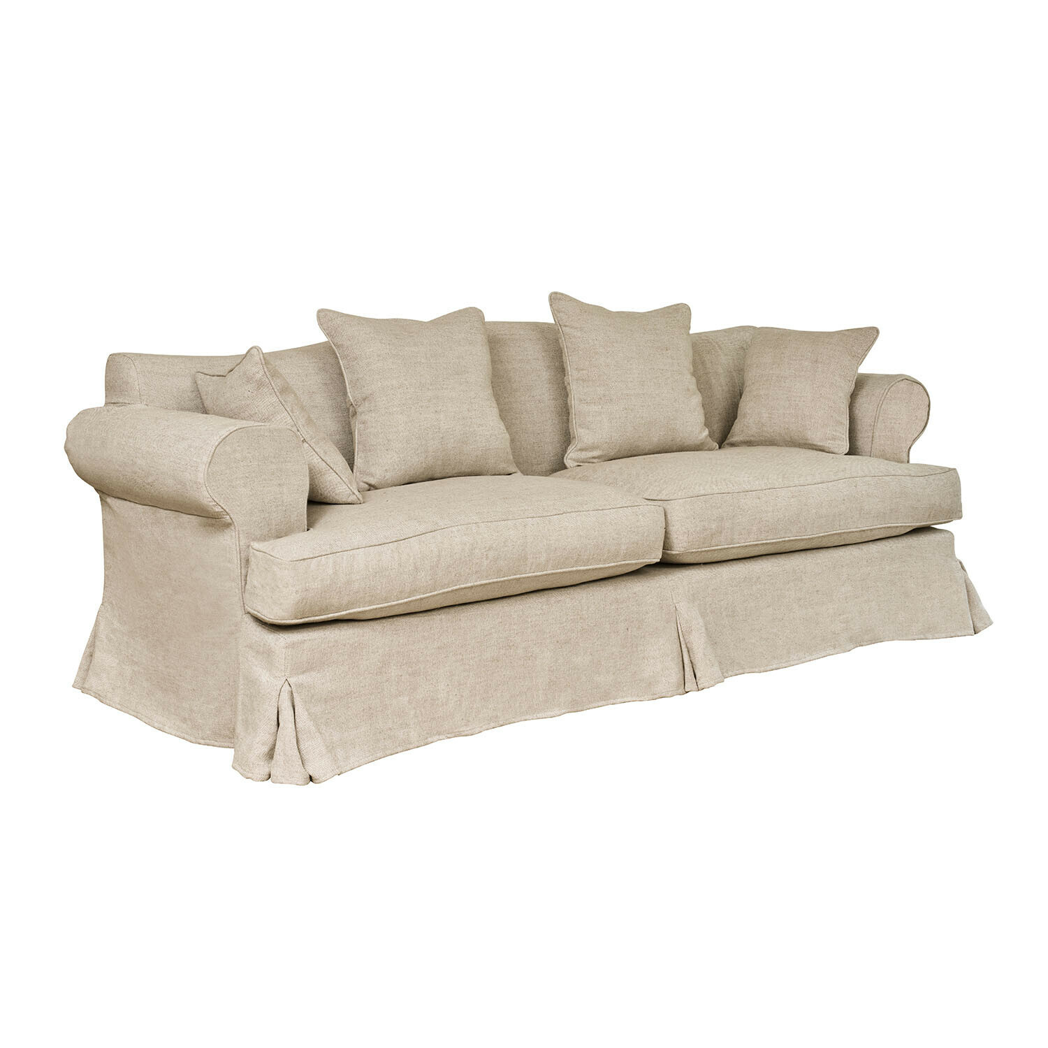 Sofa Dawnhurst Beiges Sofa aus Stoff mit Kissen, bequem und stilvoll für das Wohnzimmer