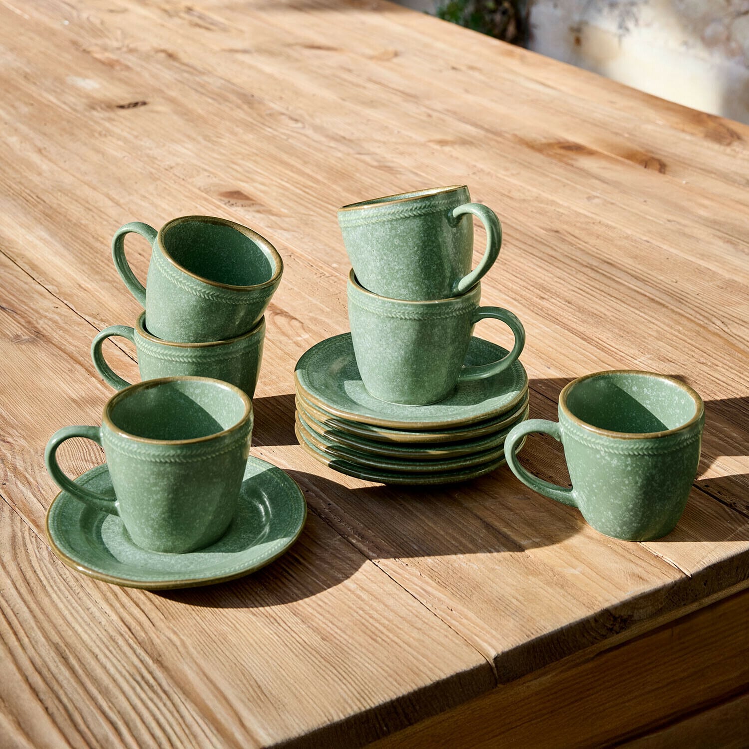 Tasse mit Untertasse 6er Set Norrvik | grün