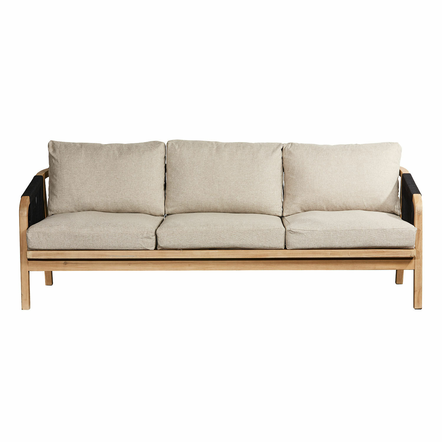 Sofa Shreveport aus FSC-Holz in Braun-Beige mit weichen Polstern, komfortables Wohnzimmermöbel