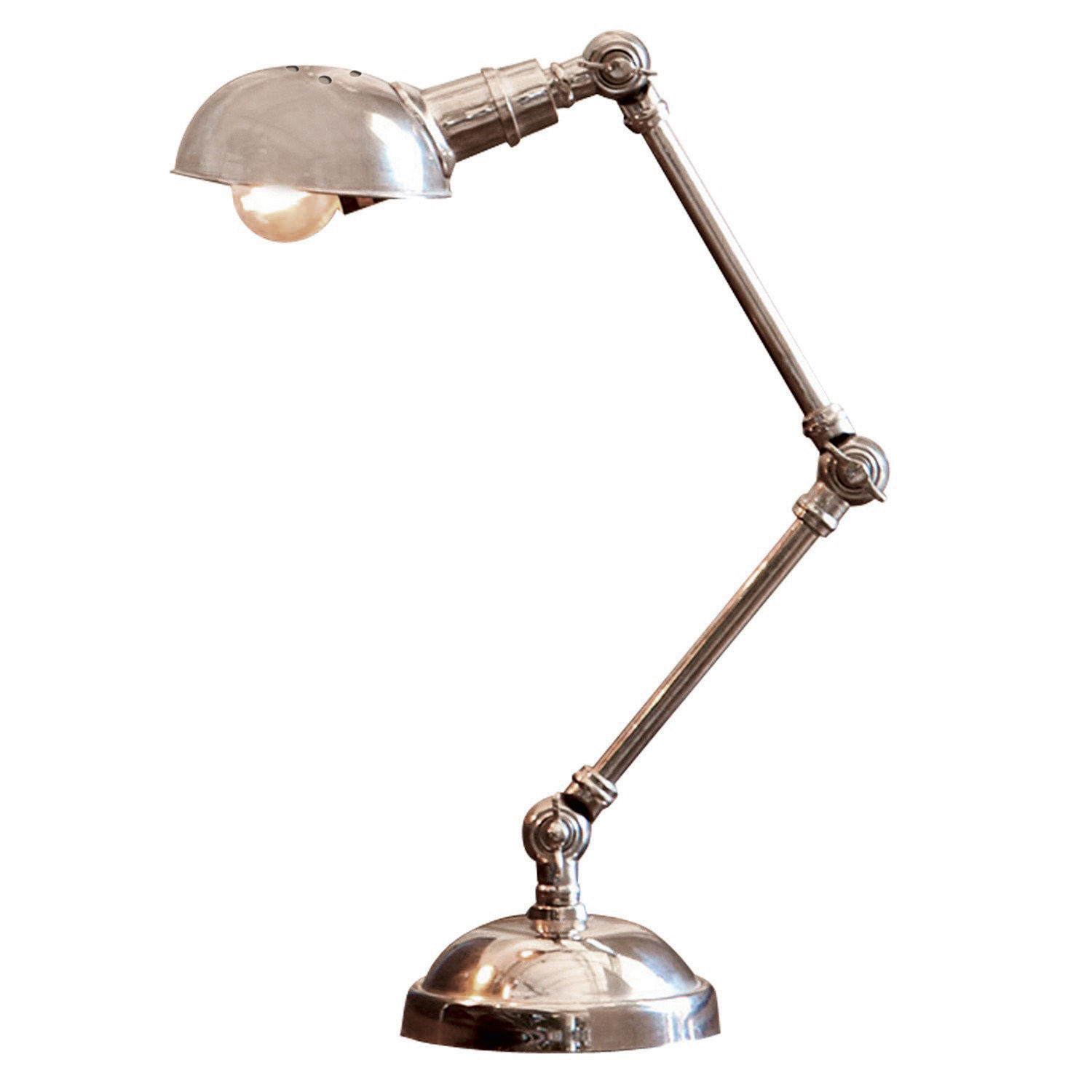 Verstellbare Tischlampe Toulon aus Metall in Antiksilber für Schreibtischbeleuchtung