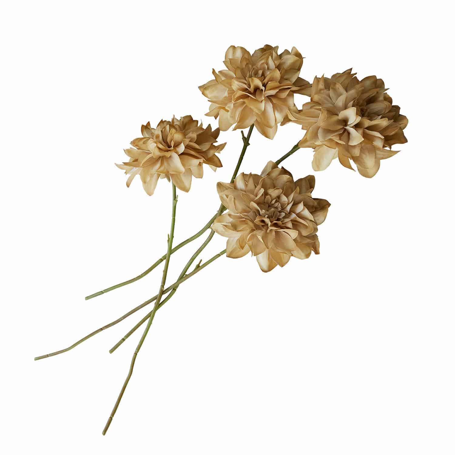 Deko-Blume 4er Set Cappellina Dekorative künstliche Blumen in Beige mit grünen Stielen für stilvolle Wohnraumgestaltung