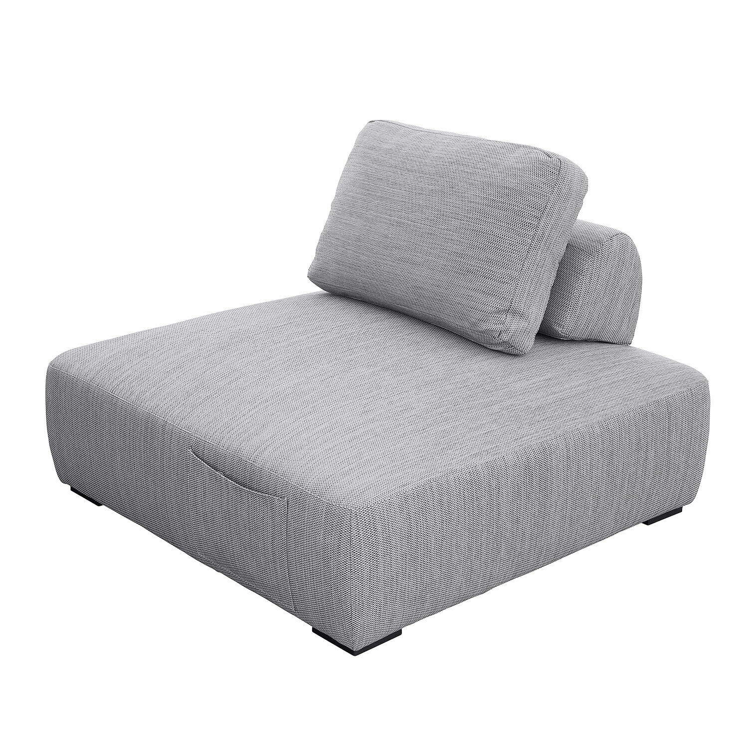 Moderner Lounger Cassongue in taupefarbenem Stoff mit weichen Kissen für gemütliches Sitzen