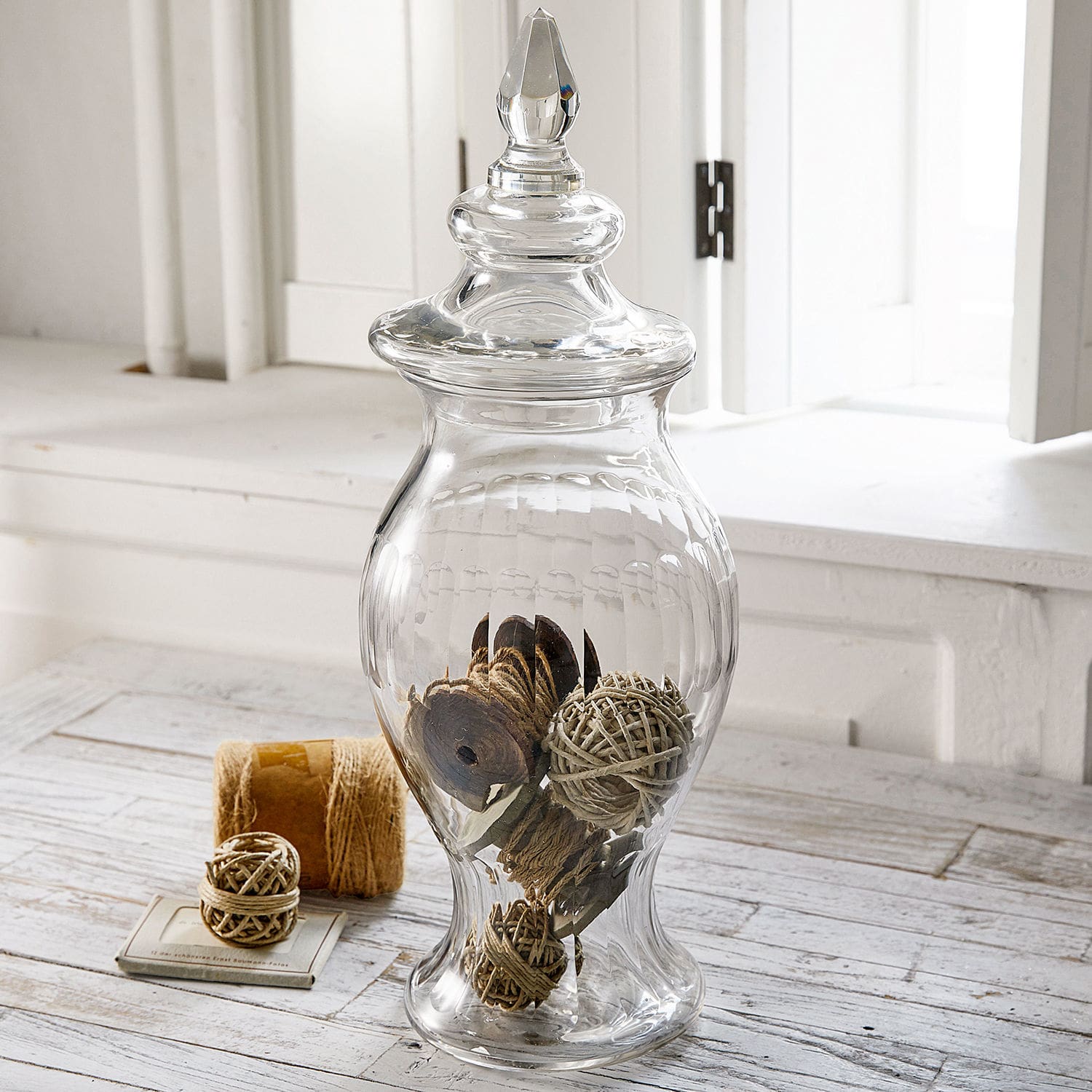 Glasdose Marquhis Transparente Glasvase mit Deckel und rustikaler Dekoration, stilvolles Wohnaccessoire