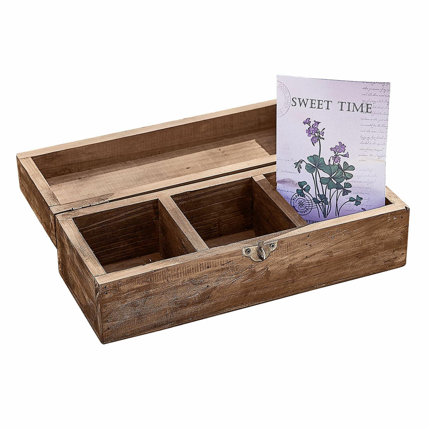 Box Jixel Dreiteiliges Aufbewahrungsbox aus Naturholz mit rustikalem Charme und Verschluss