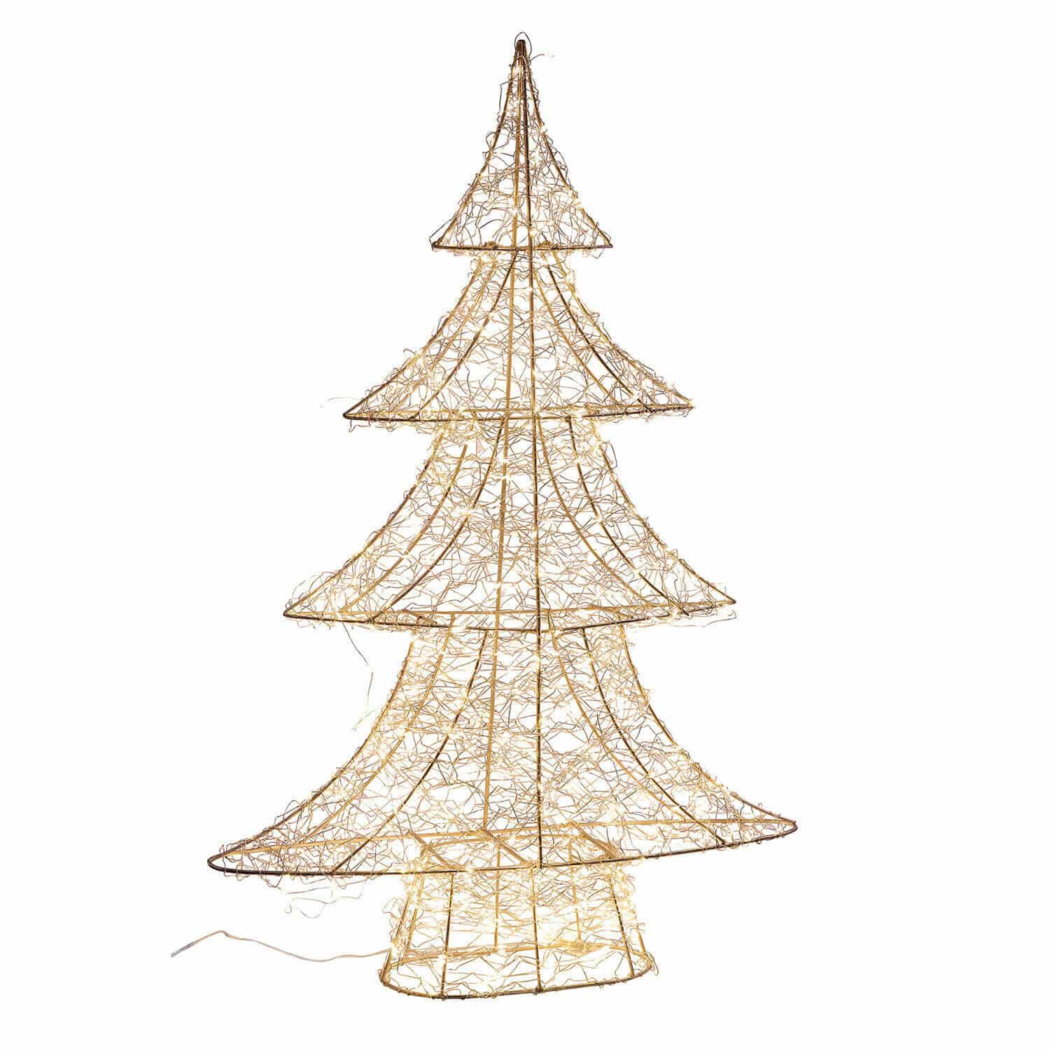 LED-Baum Vivetelle Dekorativer Weihnachtsbaum aus Metall mit warmweißen LED-Lichtern, festliche Beleuchtung