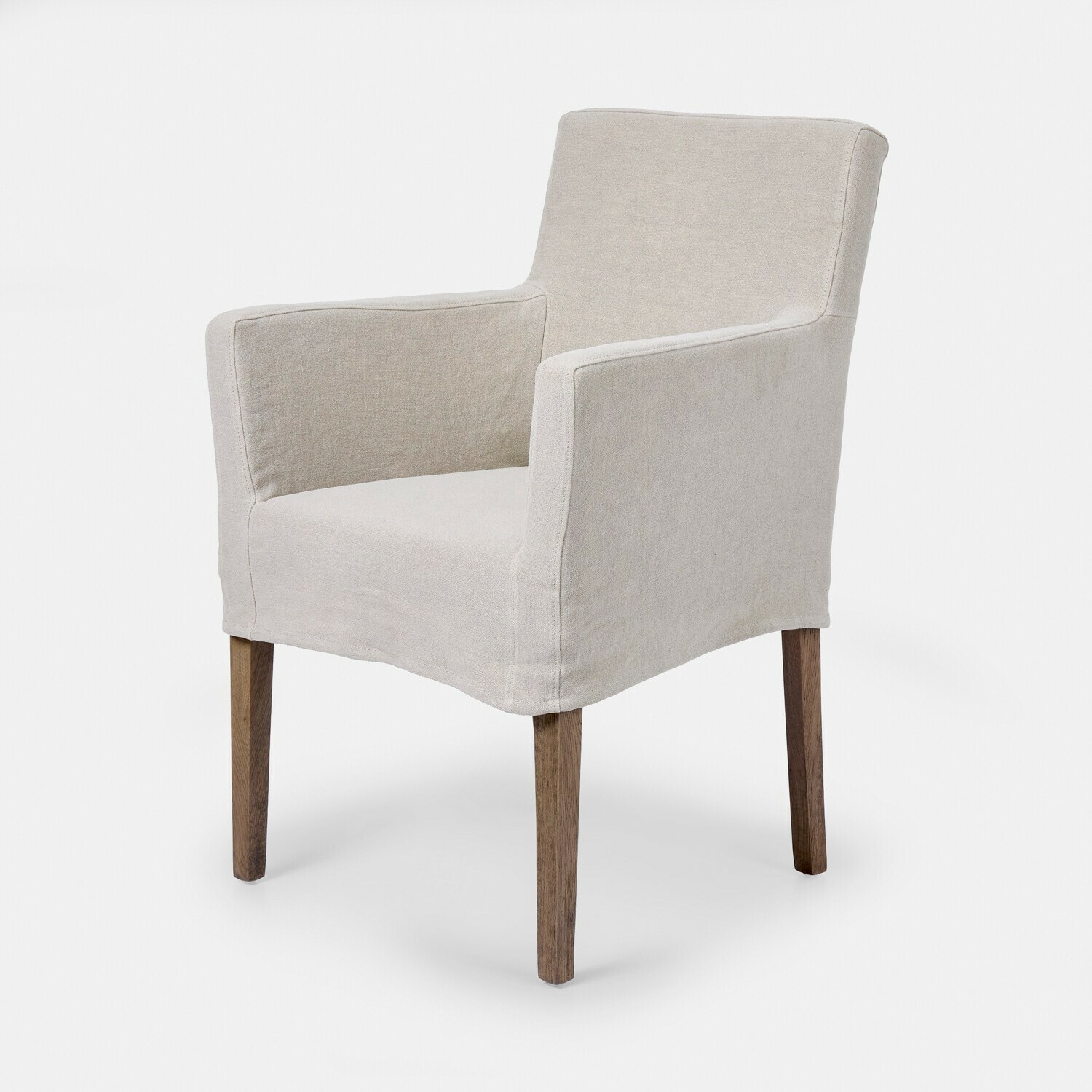 Stuhl Longhill Beiger Stoffsessel mit Holzbeinen, bequemer Stuhl für Wohnzimmer oder Esszimmer