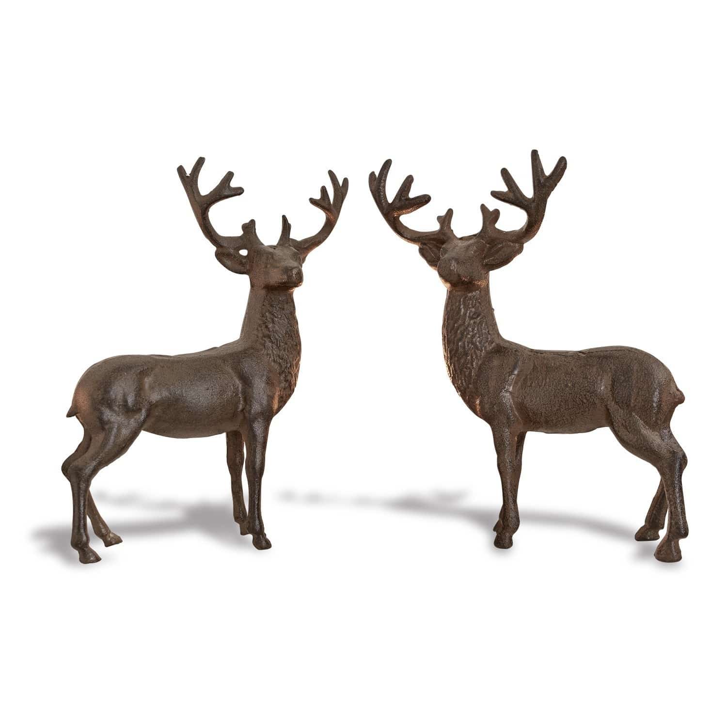 Deko-Hirsch 2er Set Friends Zwei braune Metall-Hirschfiguren als Weihnachtsdeko und Wohnaccessoire