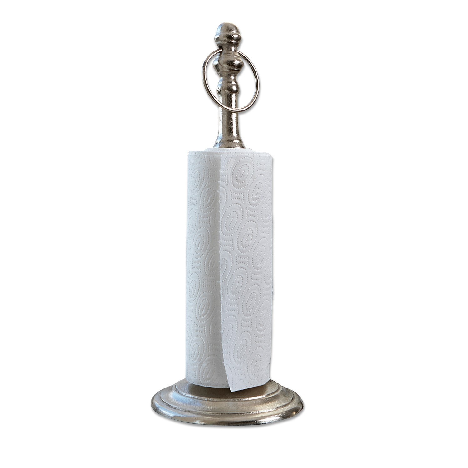 Abroller Luciel Metall Küchenrollenhalter in Silber mit klassischem Design und praktischem Ringgriff