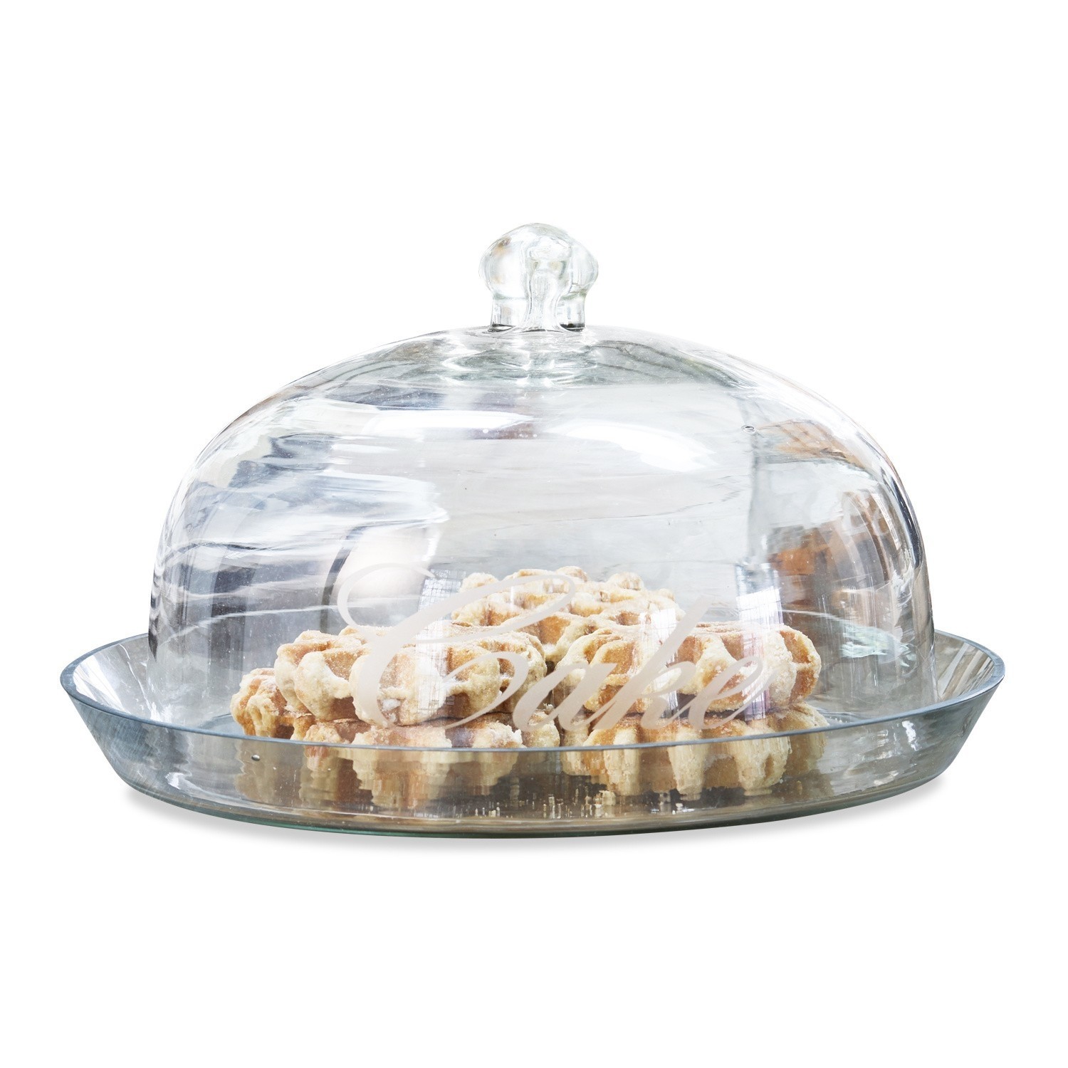 Glasglocke mit Platte Gâteau