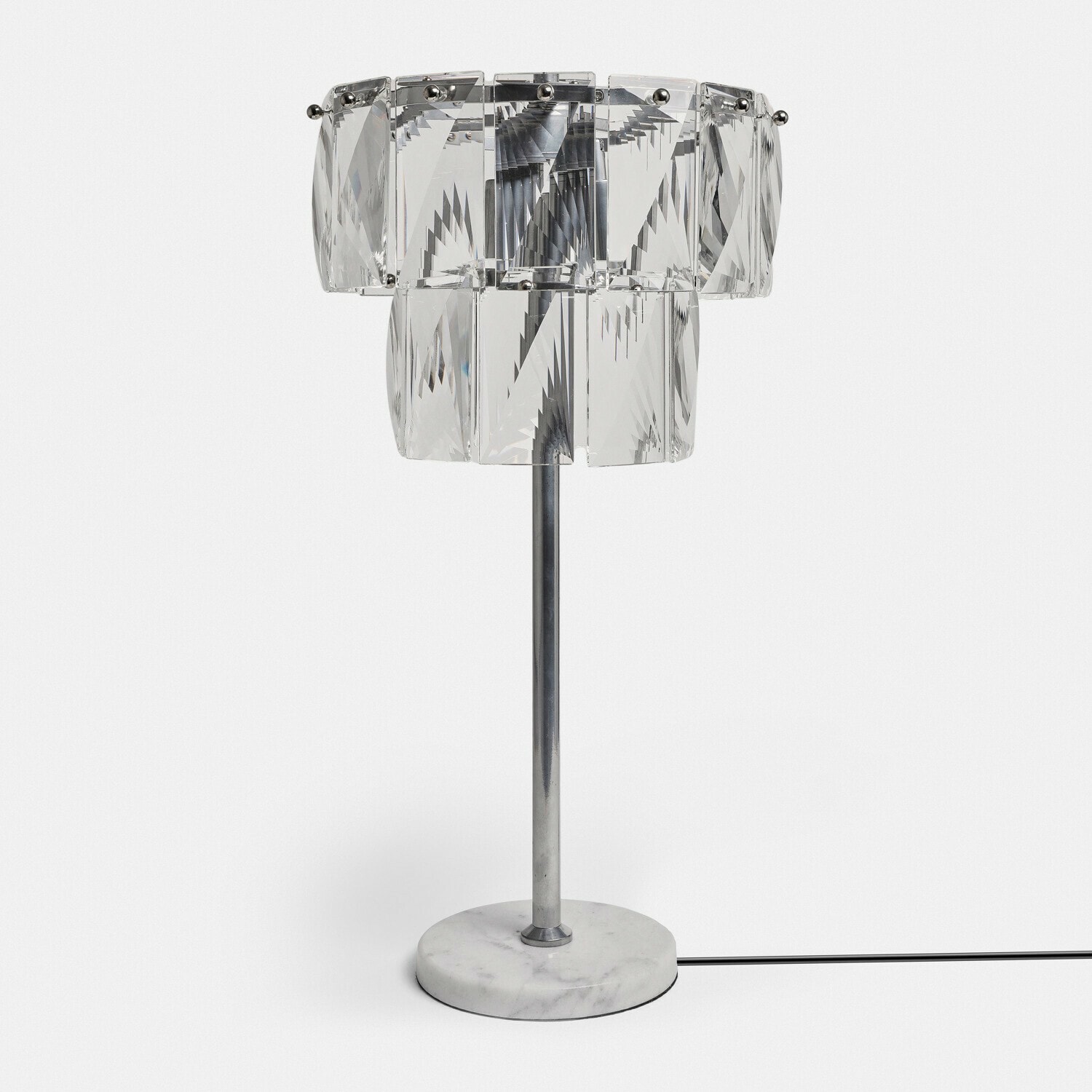 Tischlampe Crystalford Tischlampe aus klarem Glas mit Marmorfuß, modernes Design für stilvolles Wohnzimmer