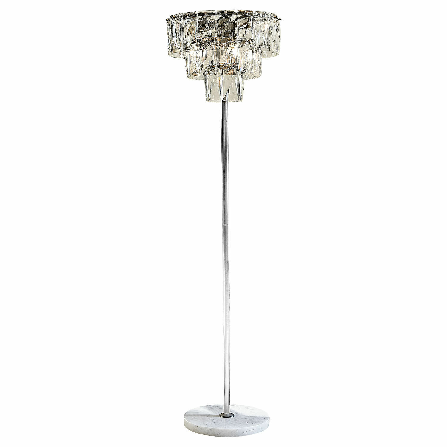 Stehlampe Crystalford Stehlampe mit Kristallschirm und Marmorfuß, Metallgestell, modernes Design