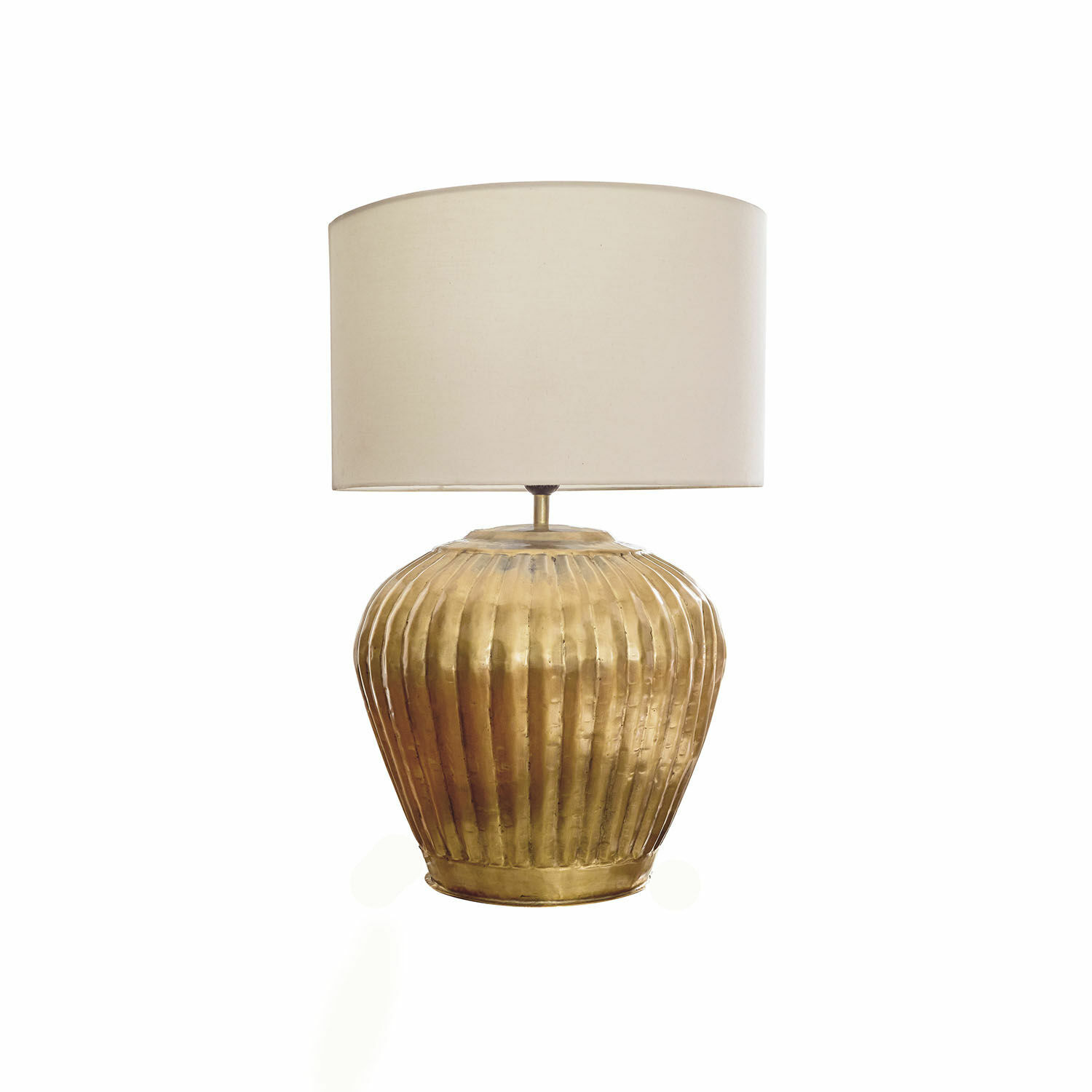 gold/creme Tischlampe Fauville mit goldener Metallbasis und cremefarbenem Lampenschirm, dekorative Wohnraumleuchte