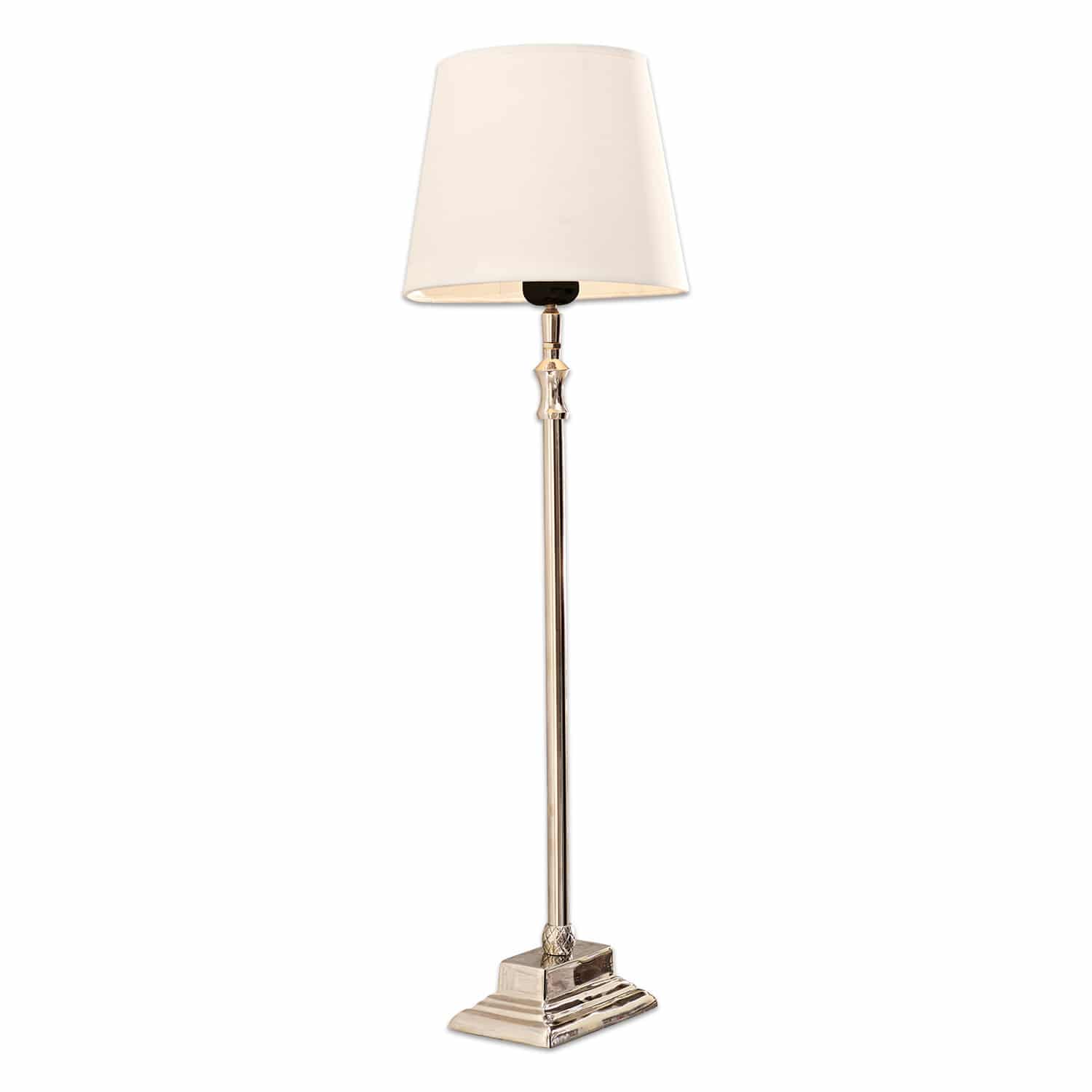 Tischlampe Mayfair Elegante Stehlampe mit Metallfuß und cremefarbenem Lampenschirm für Wohnzimmer