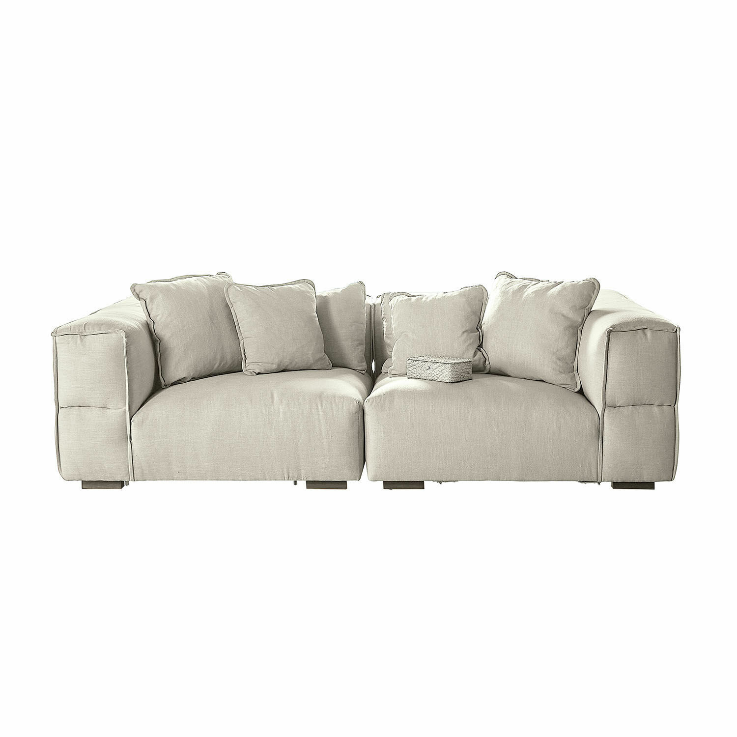 Beige modulare Stoffsofa mit weichen Kissen, modernes Wohnzimmermöbel