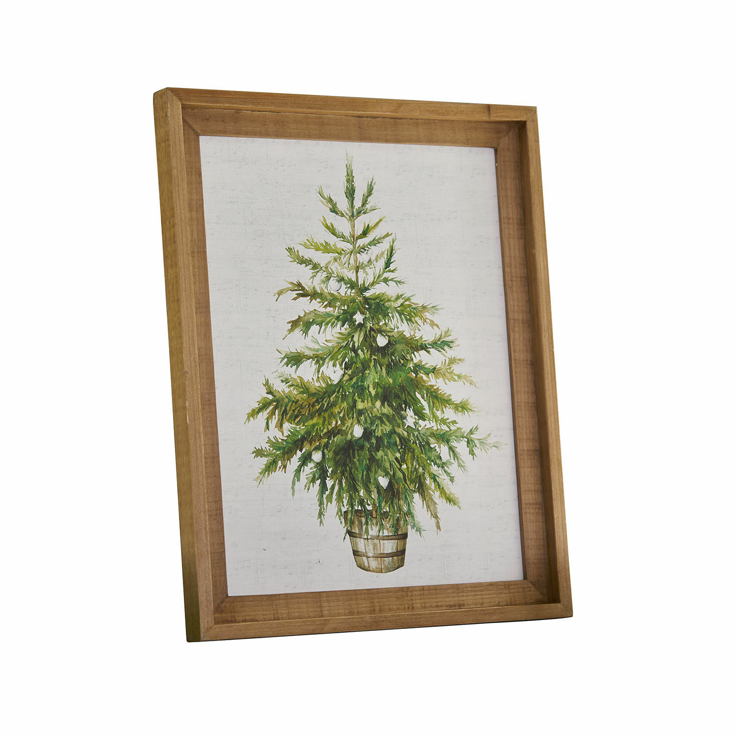 Bild Nadirah Bild mit grünem Baum in Holzrahmen, weihnachtliche Wanddekoration